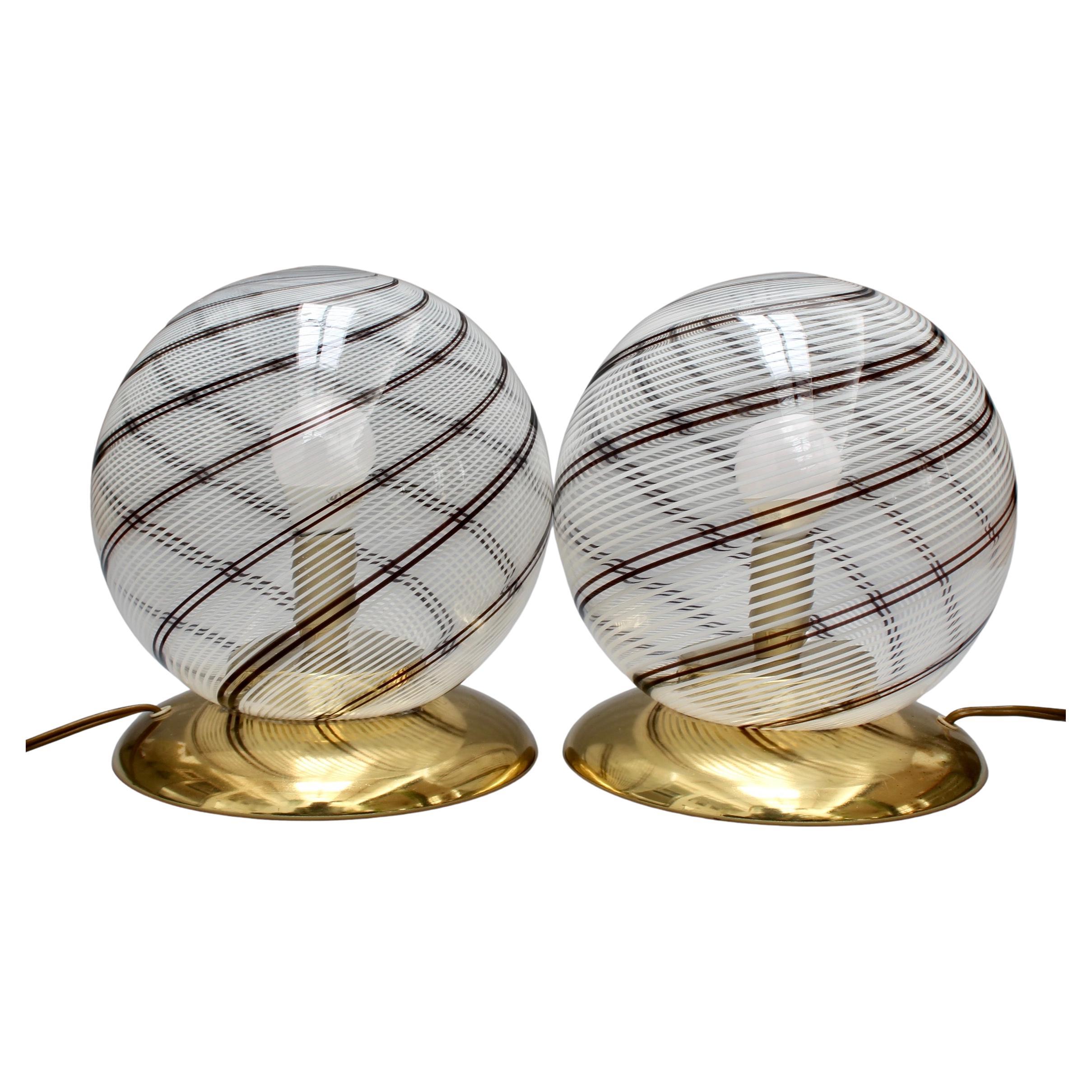 Pair of Murano Glass Globe Table Lamps 'circa 1970s'
