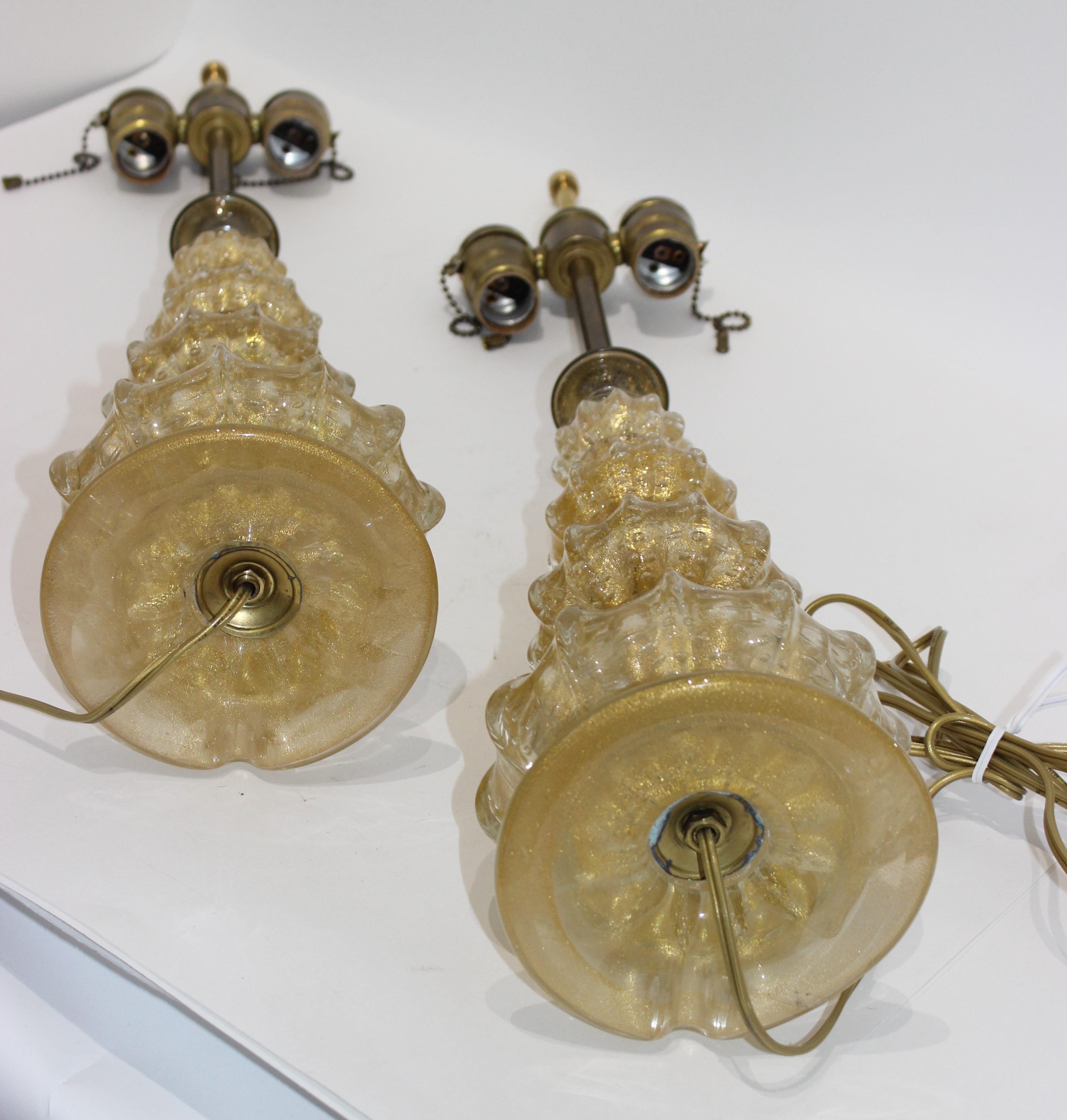 Coppia di lampade in vetro di Murano di Barovier et Toso 2