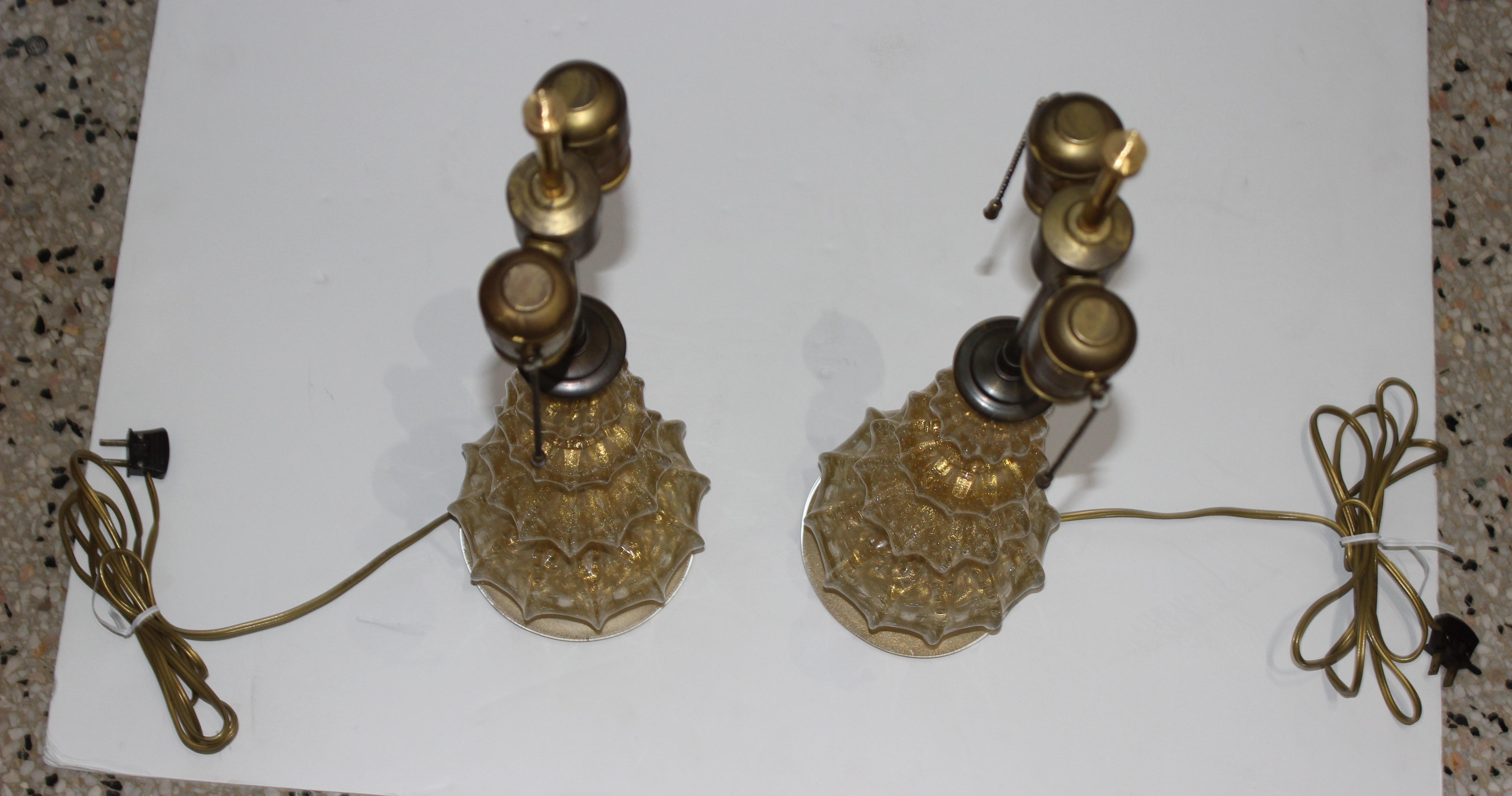 Pair Murano Glass Lamps by Barovier et Toso For Sale 9