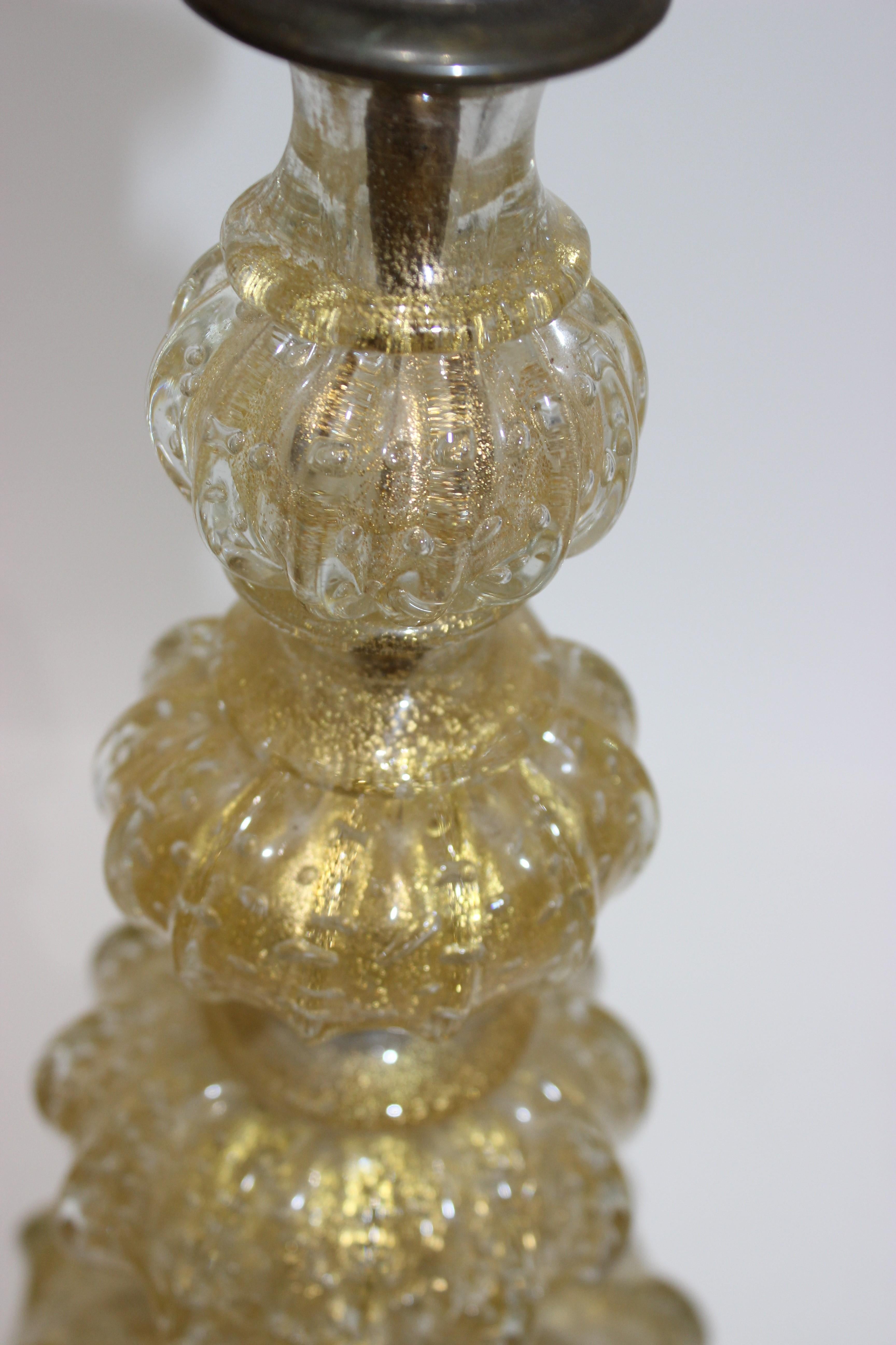 Pair Murano Glass Lamps by Barovier et Toso In Good Condition For Sale In West Palm Beach, FL