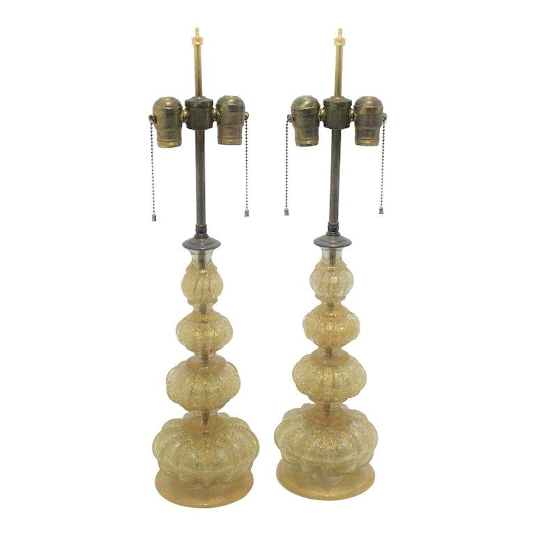 Pair Murano Glass Lamps by Barovier et Toso