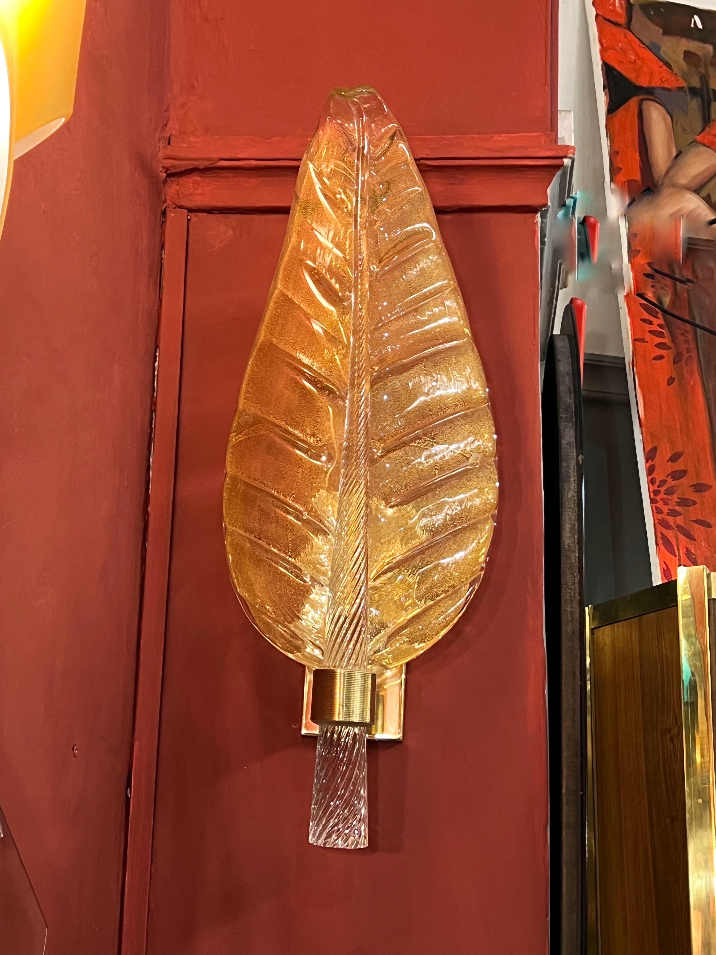Coppia di lampade in vetro di Murano a foglia d'oro, anni '40 in vendita 13