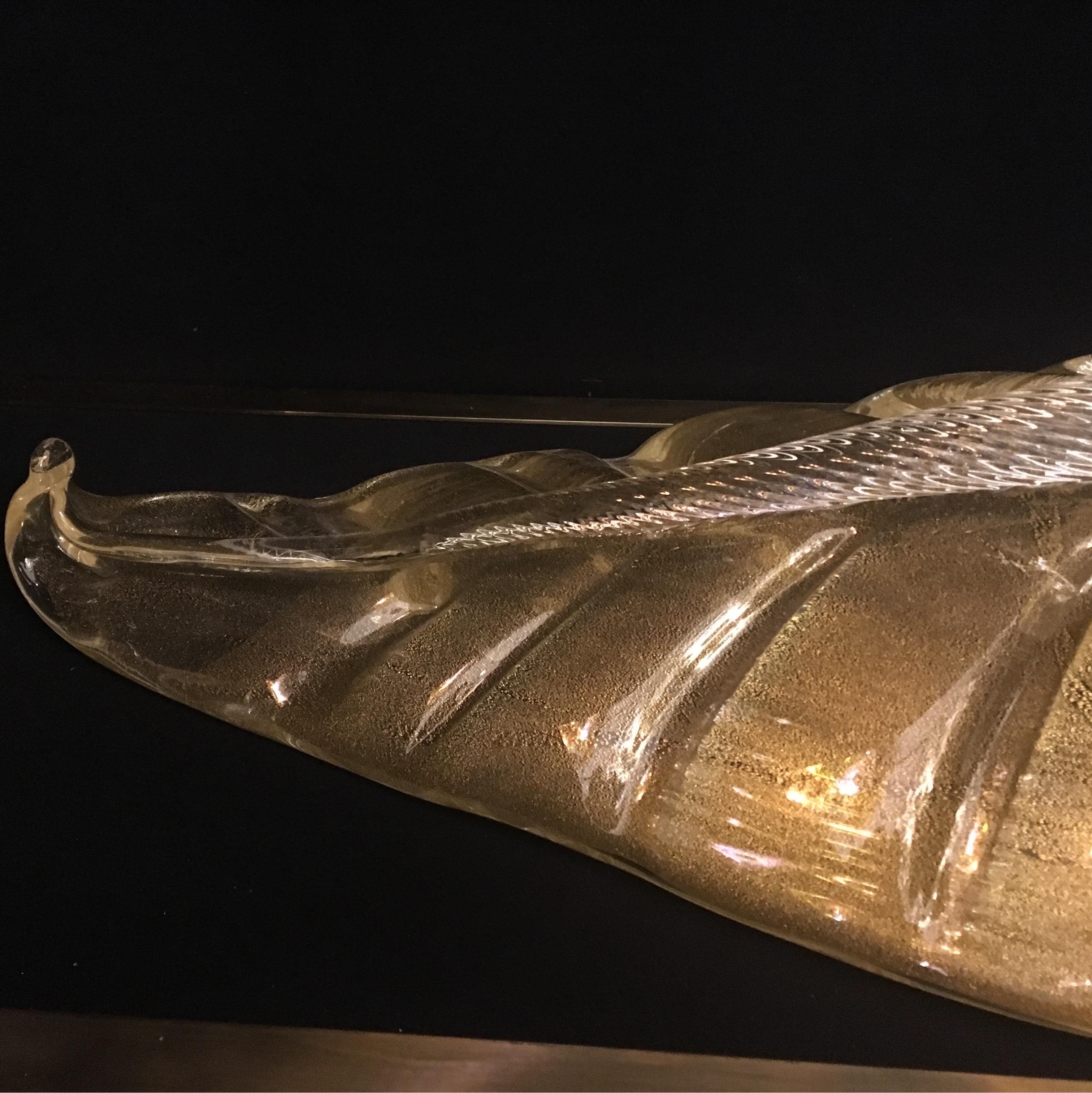 Coppia di lampade in vetro di Murano a foglia d'oro, anni '40 in vendita 1