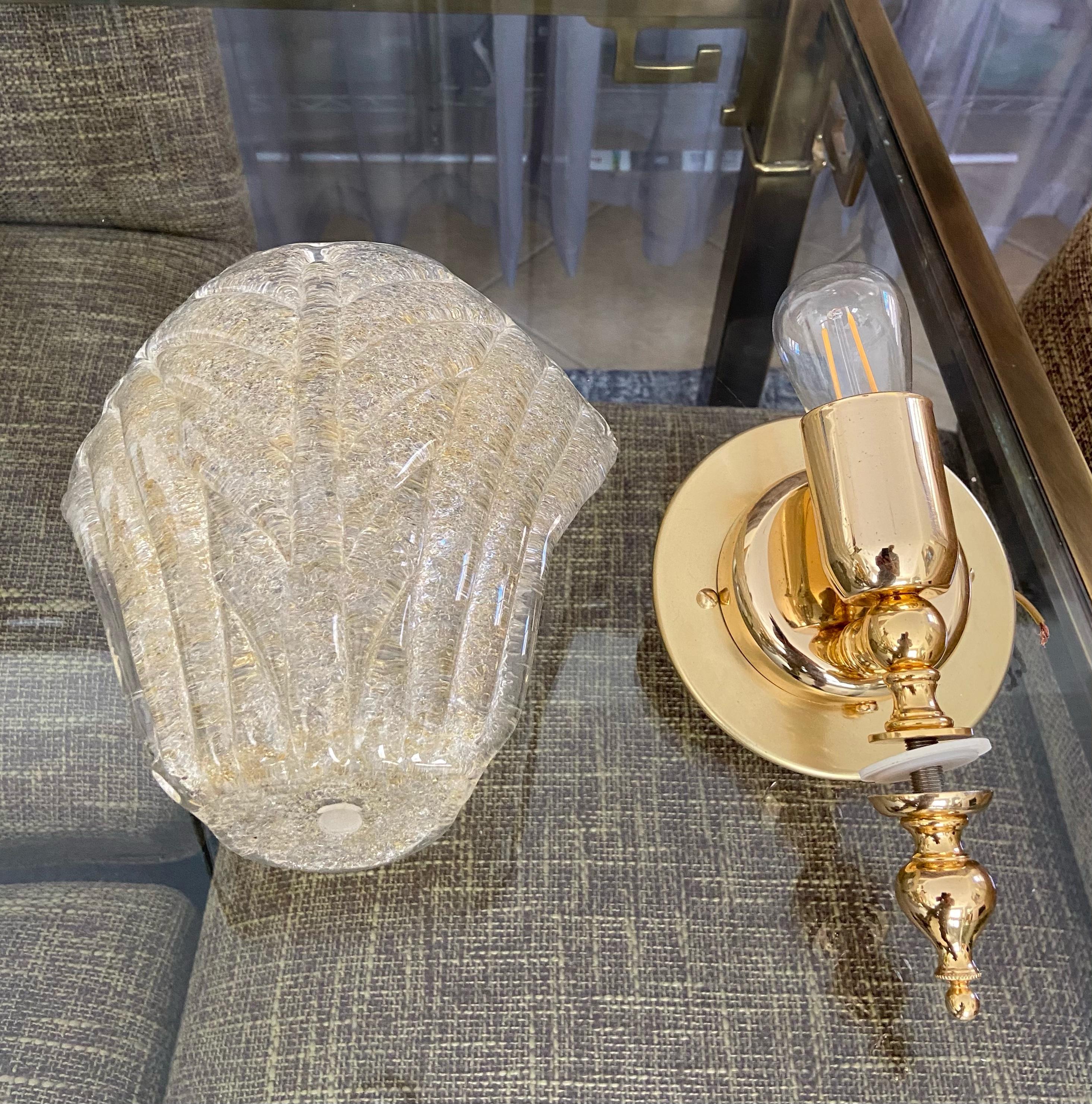 Pair of Murano Glass Gold Leaf Wall Sconces 9