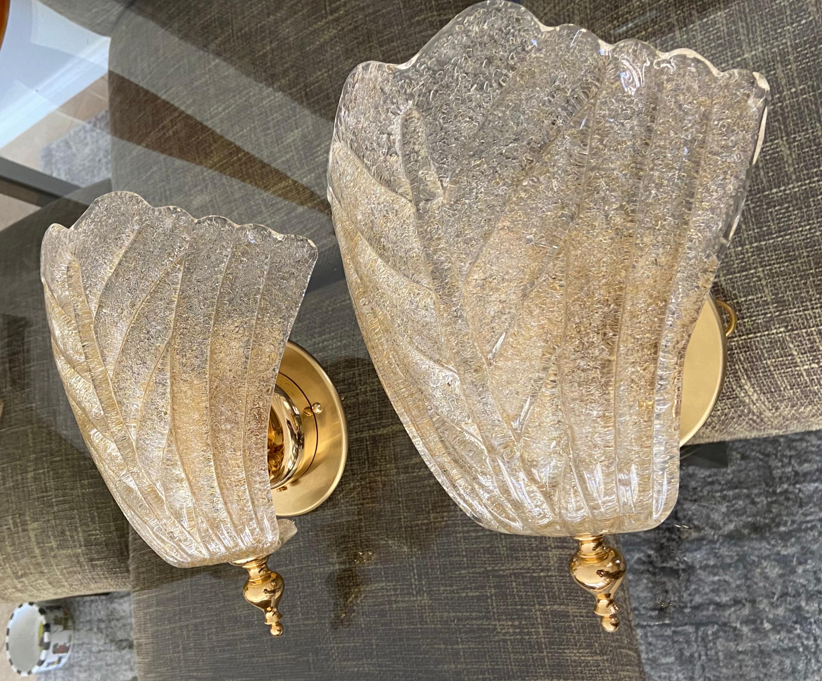 Pair of Murano Glass Gold Leaf Wall Sconces 11