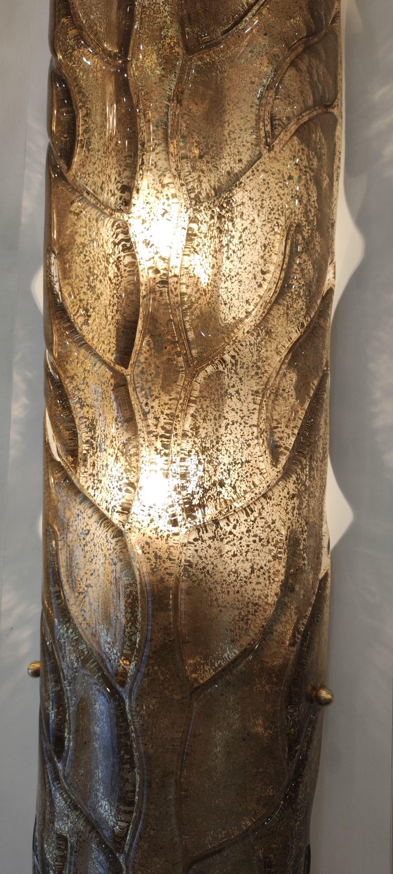 Pair of Murano Glass Gold Leaves Wall Sconces For Sale at 1stDibs