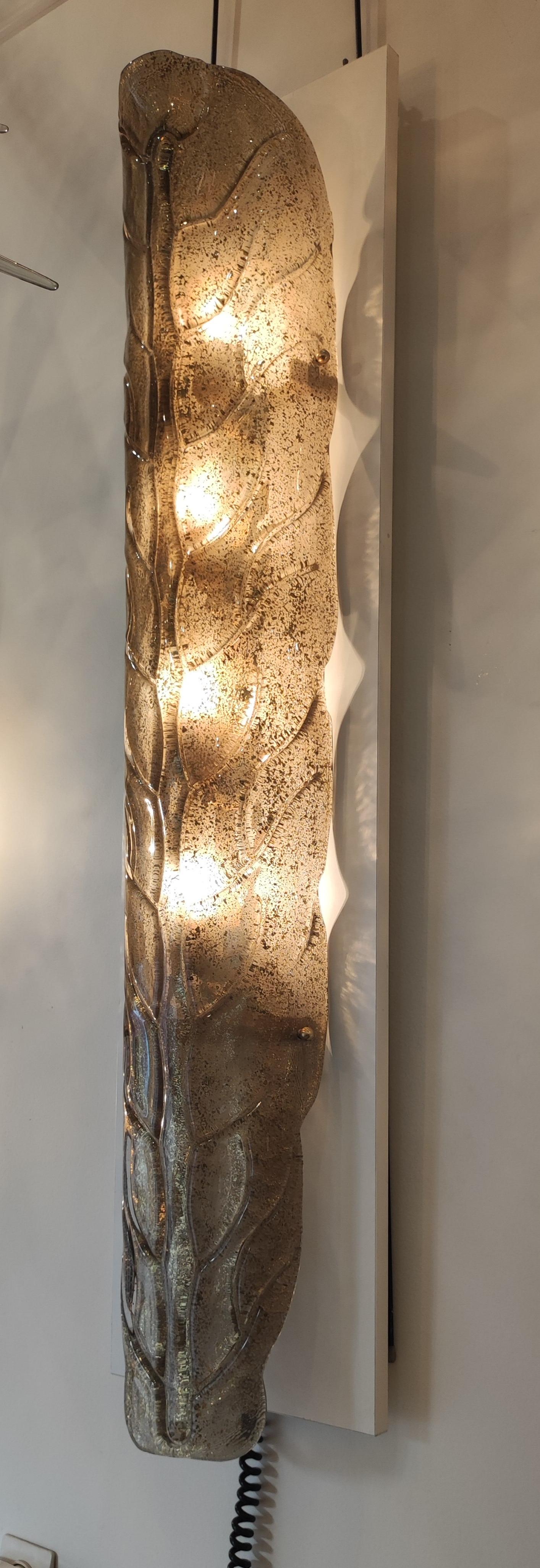 Pair of Murano Glass Gold Leaves Wall Sconces For Sale 7