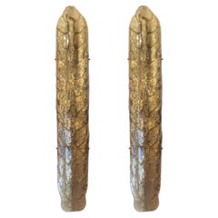Wandleuchter aus Muranoglas mit goldenen Blättern, Paar