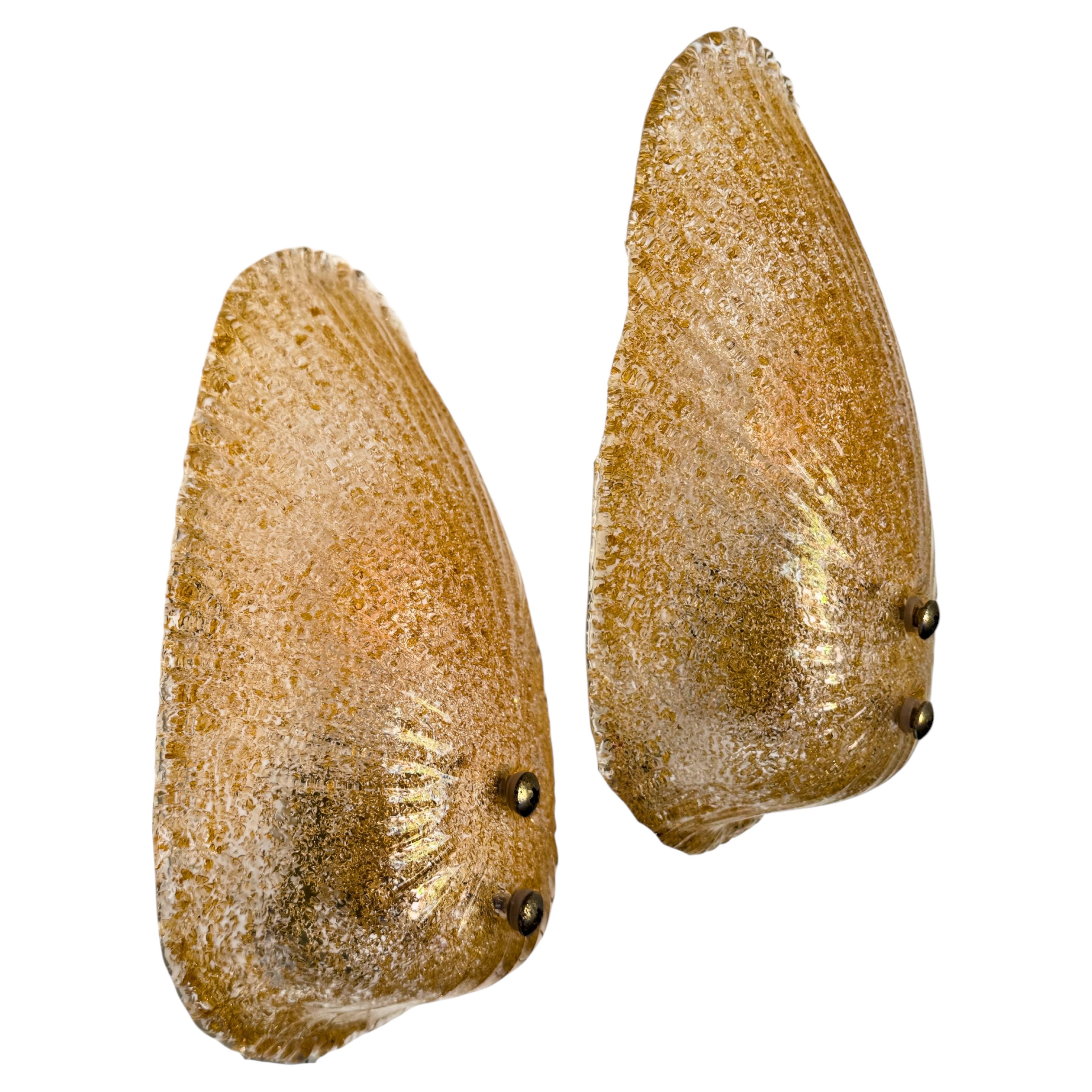 Pair of Murano Glass Graniglia Textured Wall Sconces by Mazzega, Italy, c.1970 For Sale