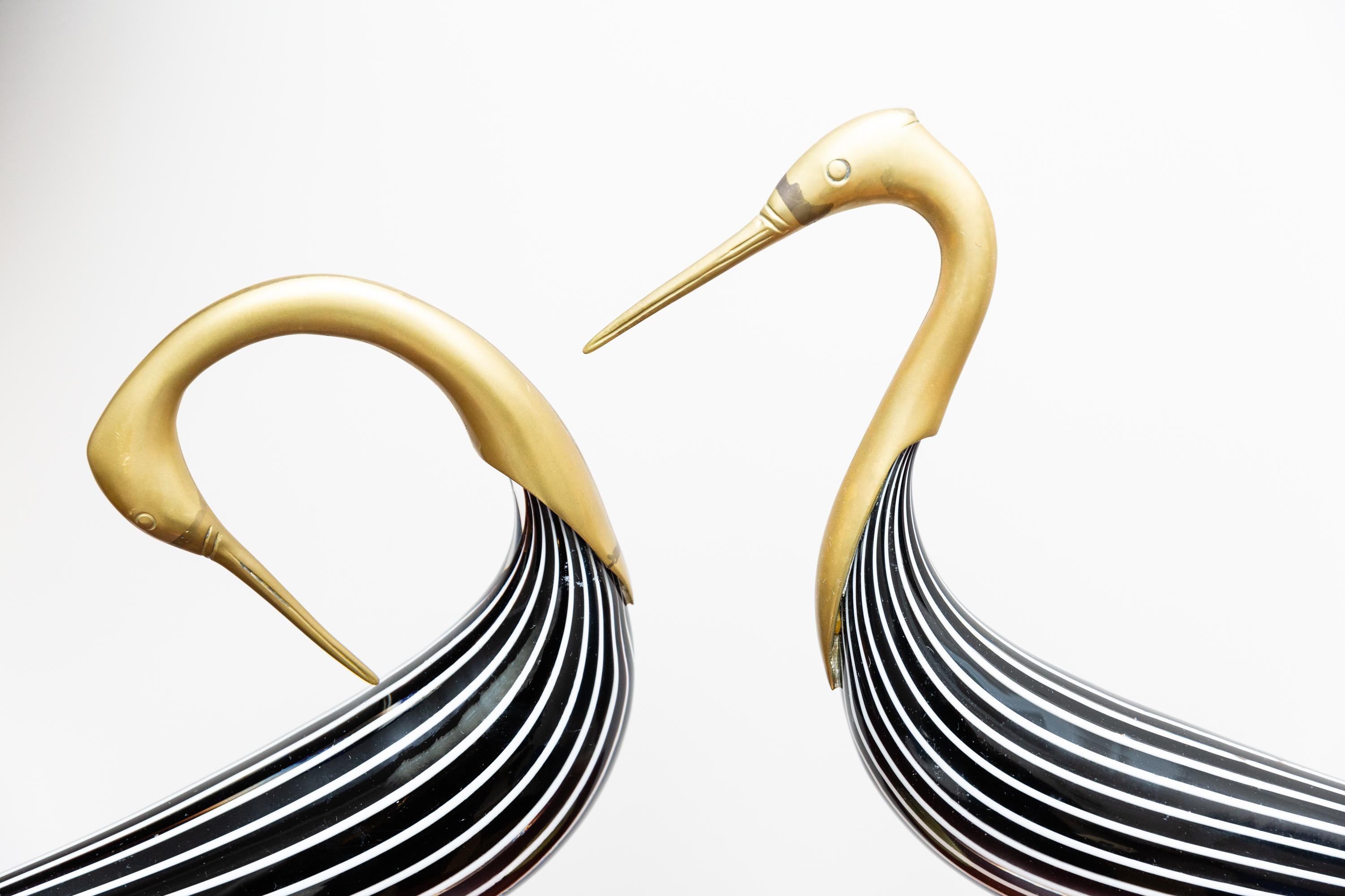 Late 20th Century Pair of Murano Glass Herons, Italy, circa 1970 For Sale