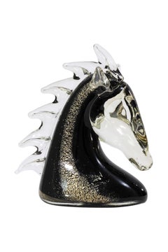 Pair Of Murano Glass Horse Head Sculptures