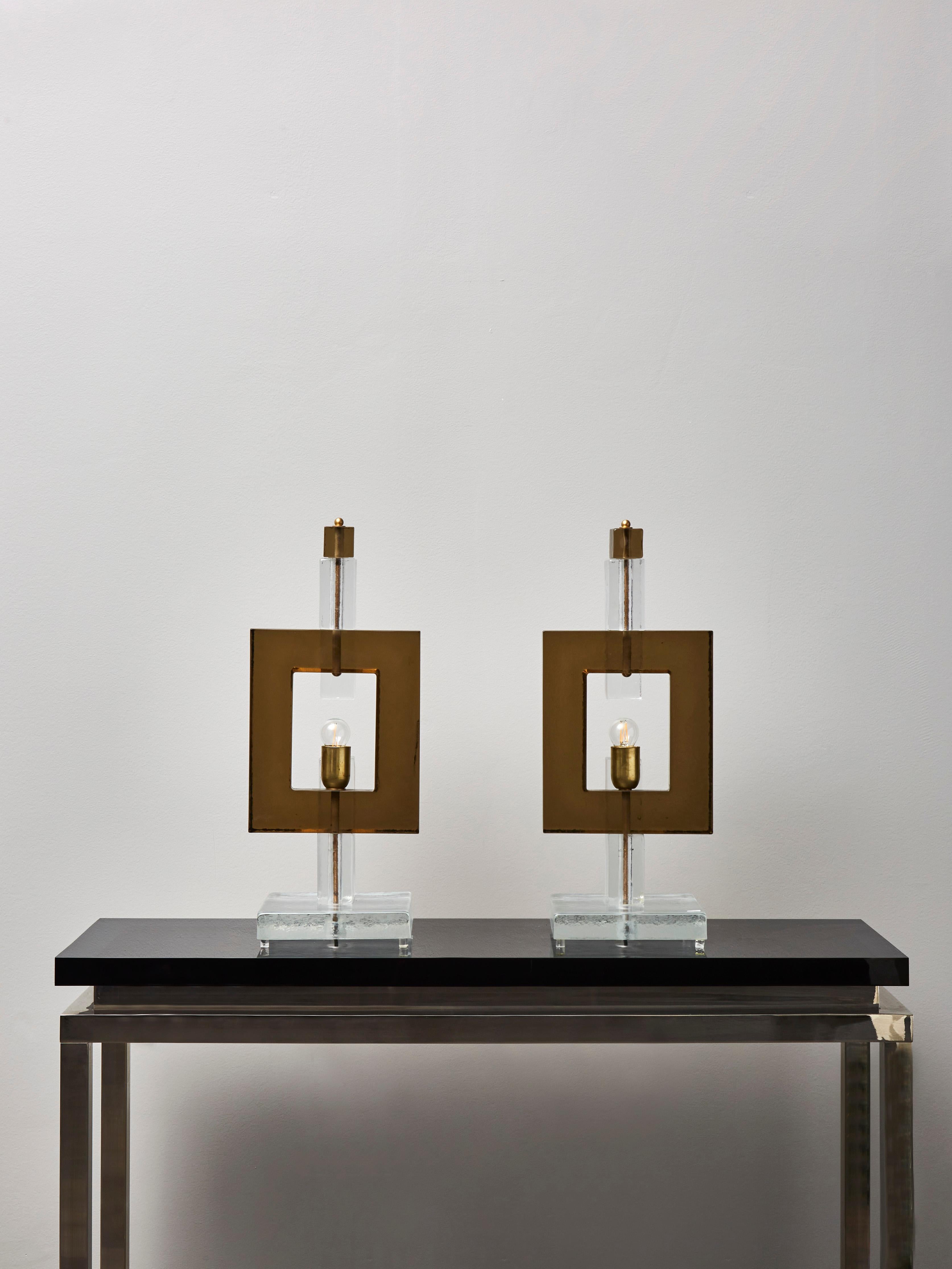 Mid-Century Modern Pair of Murano glass lamps At Cost Price For Sale