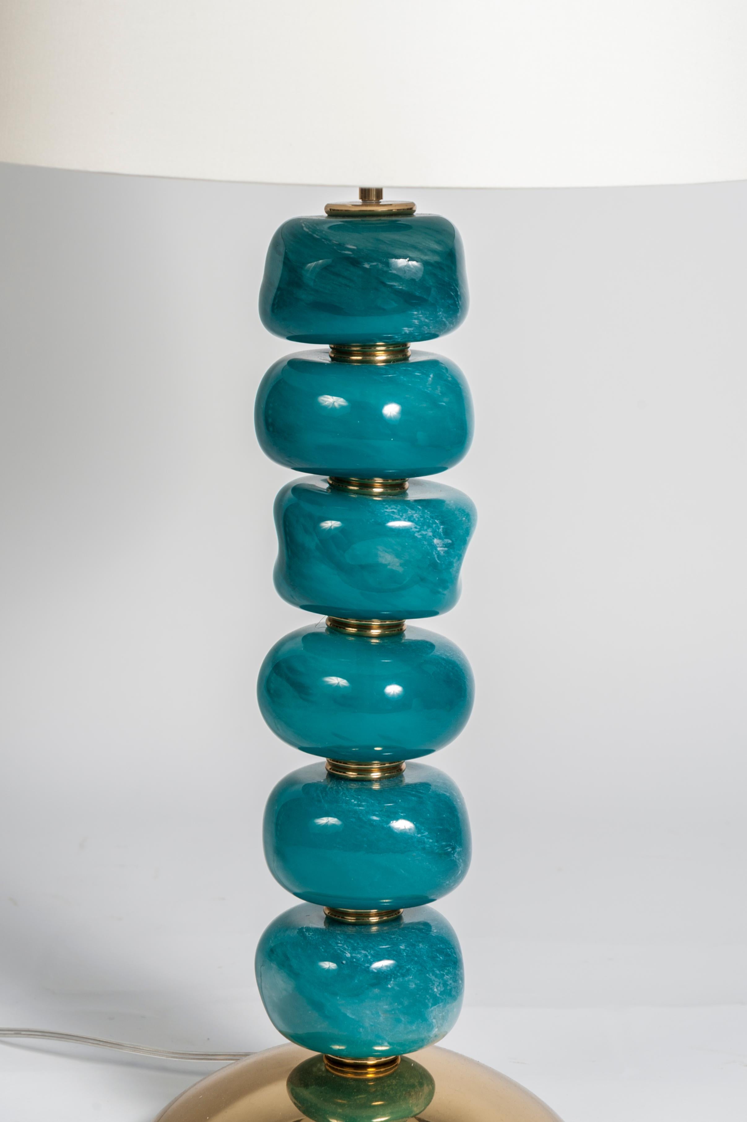 Italian Pair of Murano Glass Lamps Attributed to Veronese