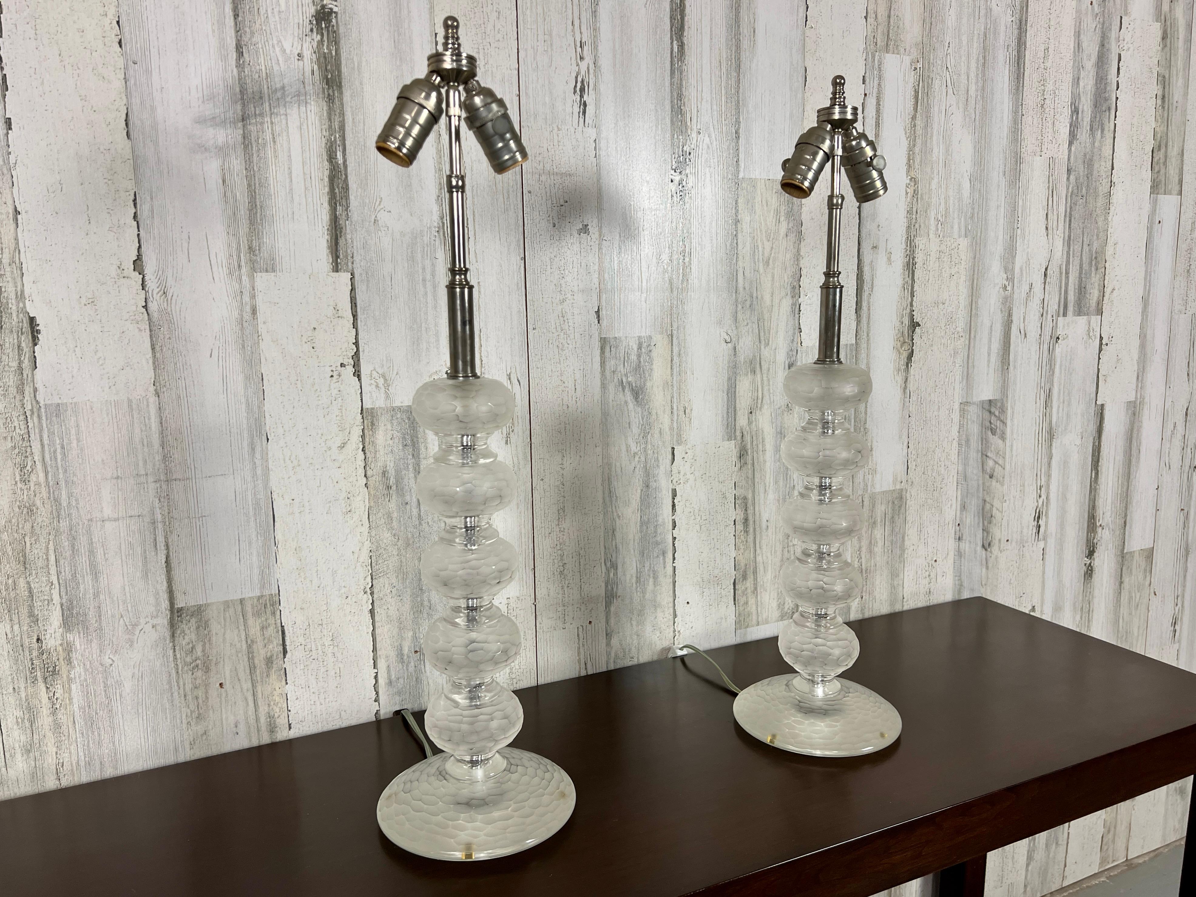 Italian Pair of Murano Glass Lamps by Cenedese For Sale