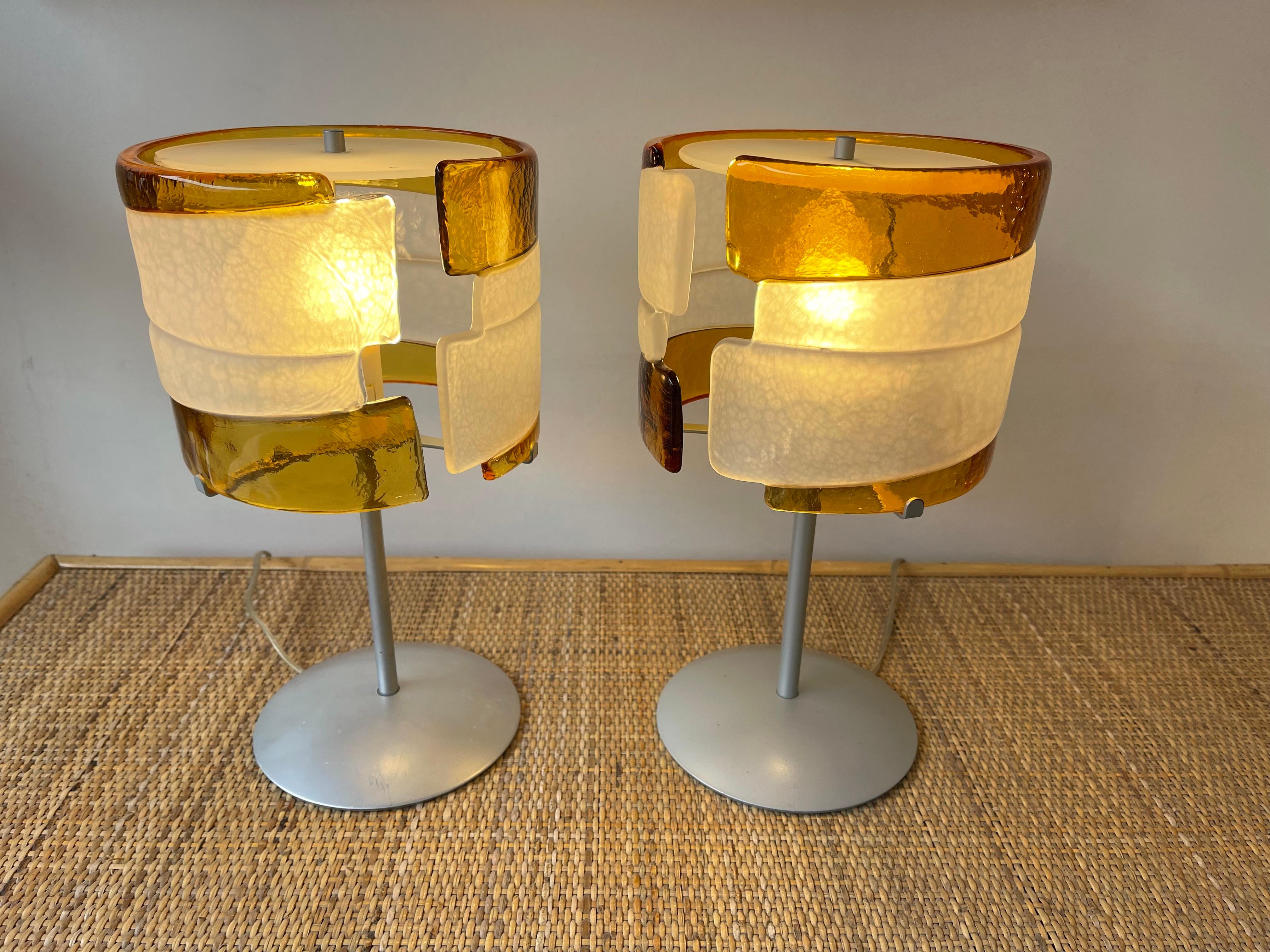 Pair of Murano Glass Lamps by Mazzega, Italy, 1980s For Sale 5