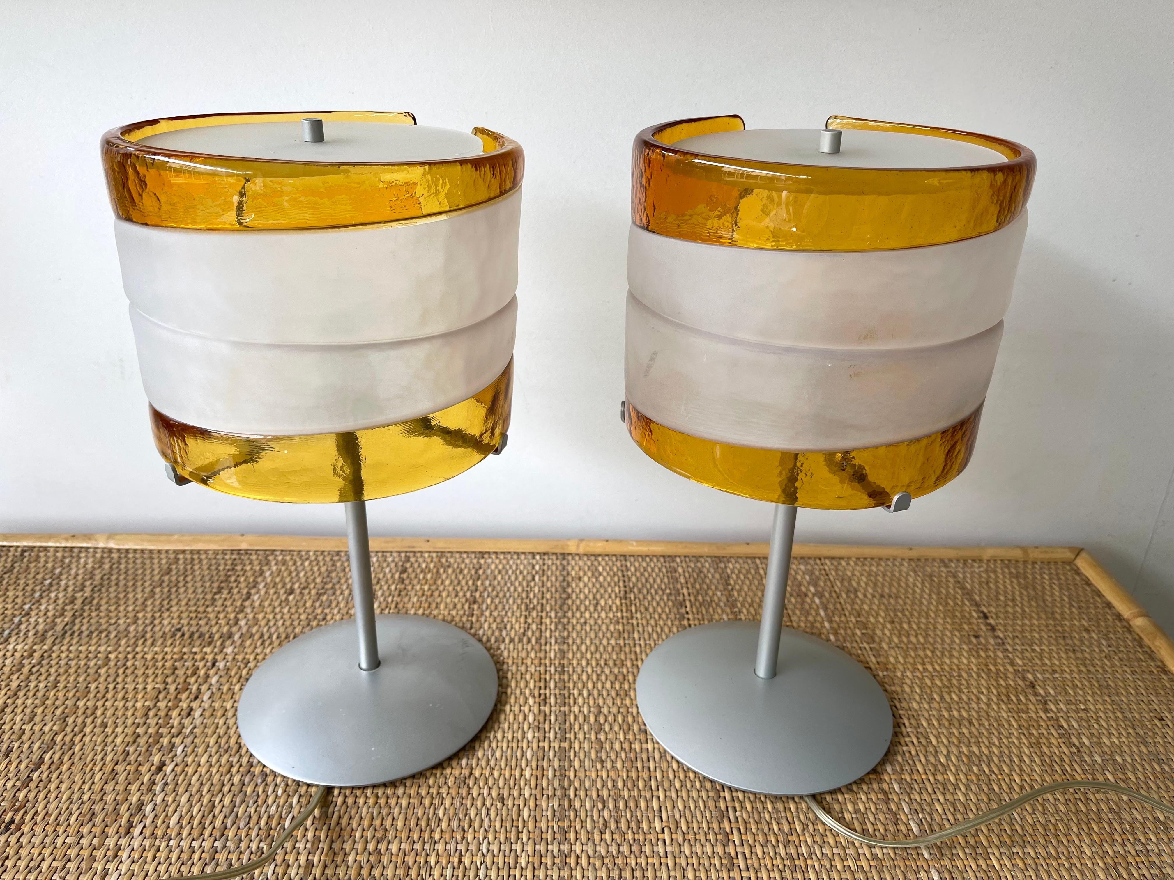 Pair of Murano Glass Lamps by Mazzega, Italy, 1980s For Sale 6