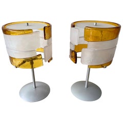 Pair of Murano Glass Lamps by Mazzega, Italy, 1980s