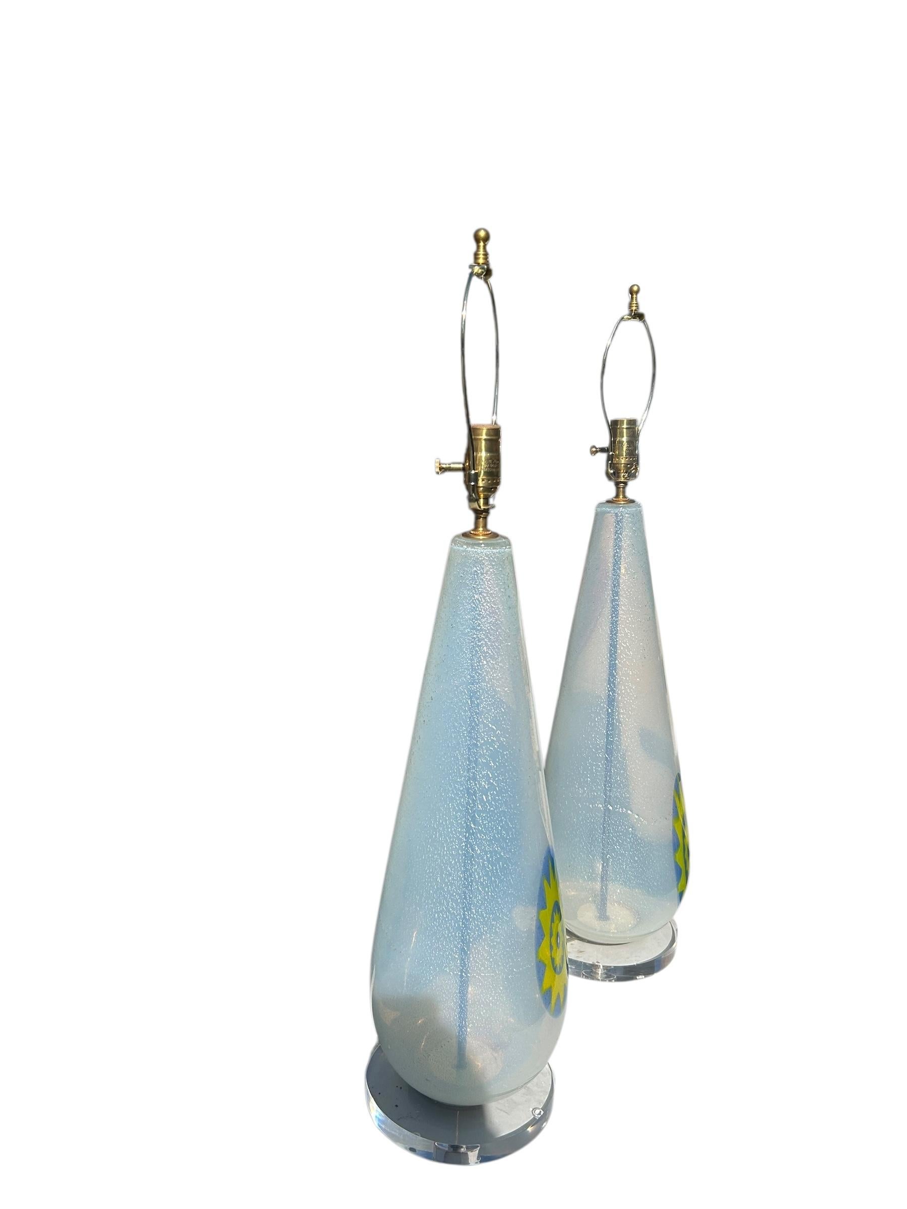 Pareja de lámparas de cristal de Murano, c.1950 en venta 1