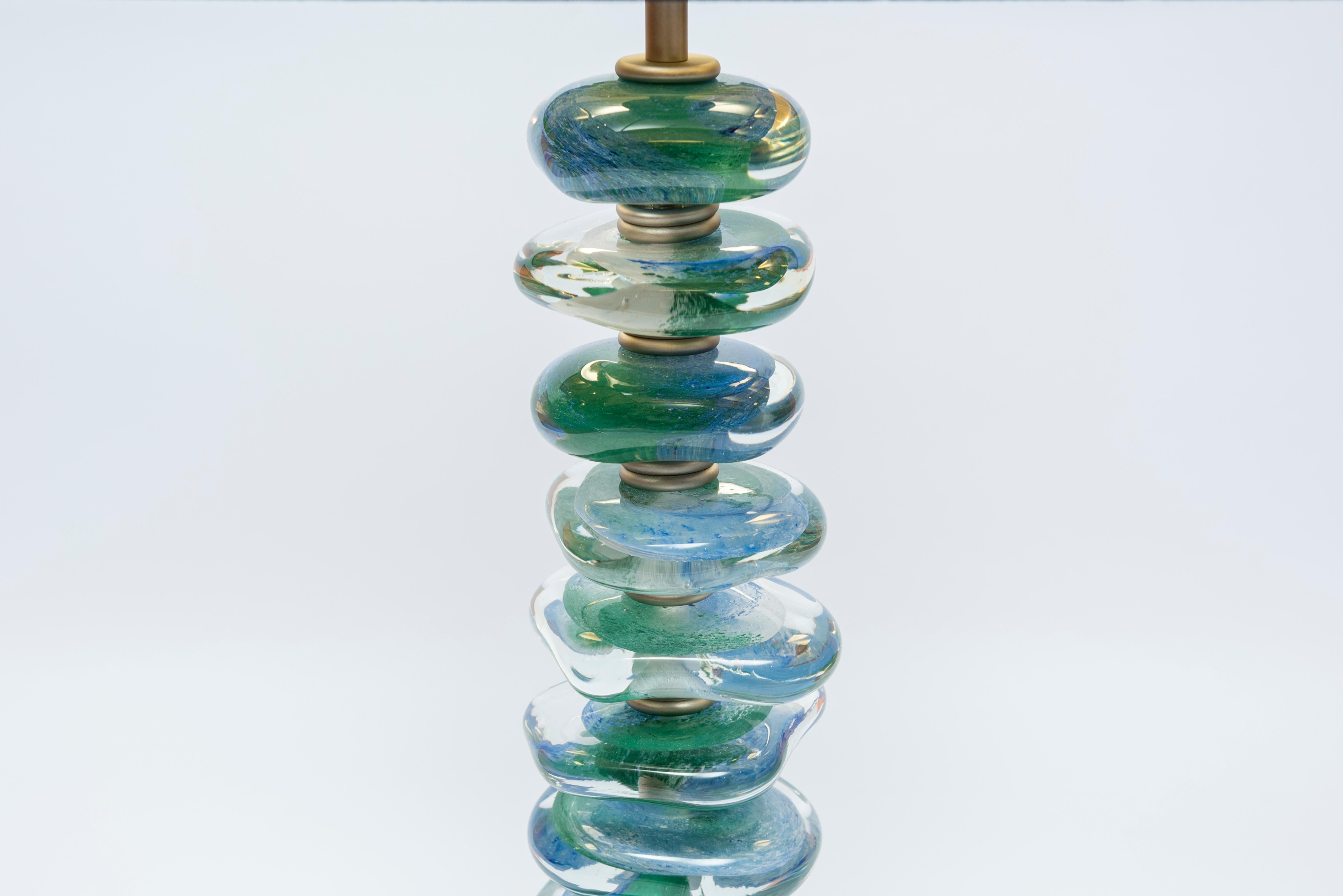 Italian Pair of Murano Glass Lamps Designed by Juanluca Fontana