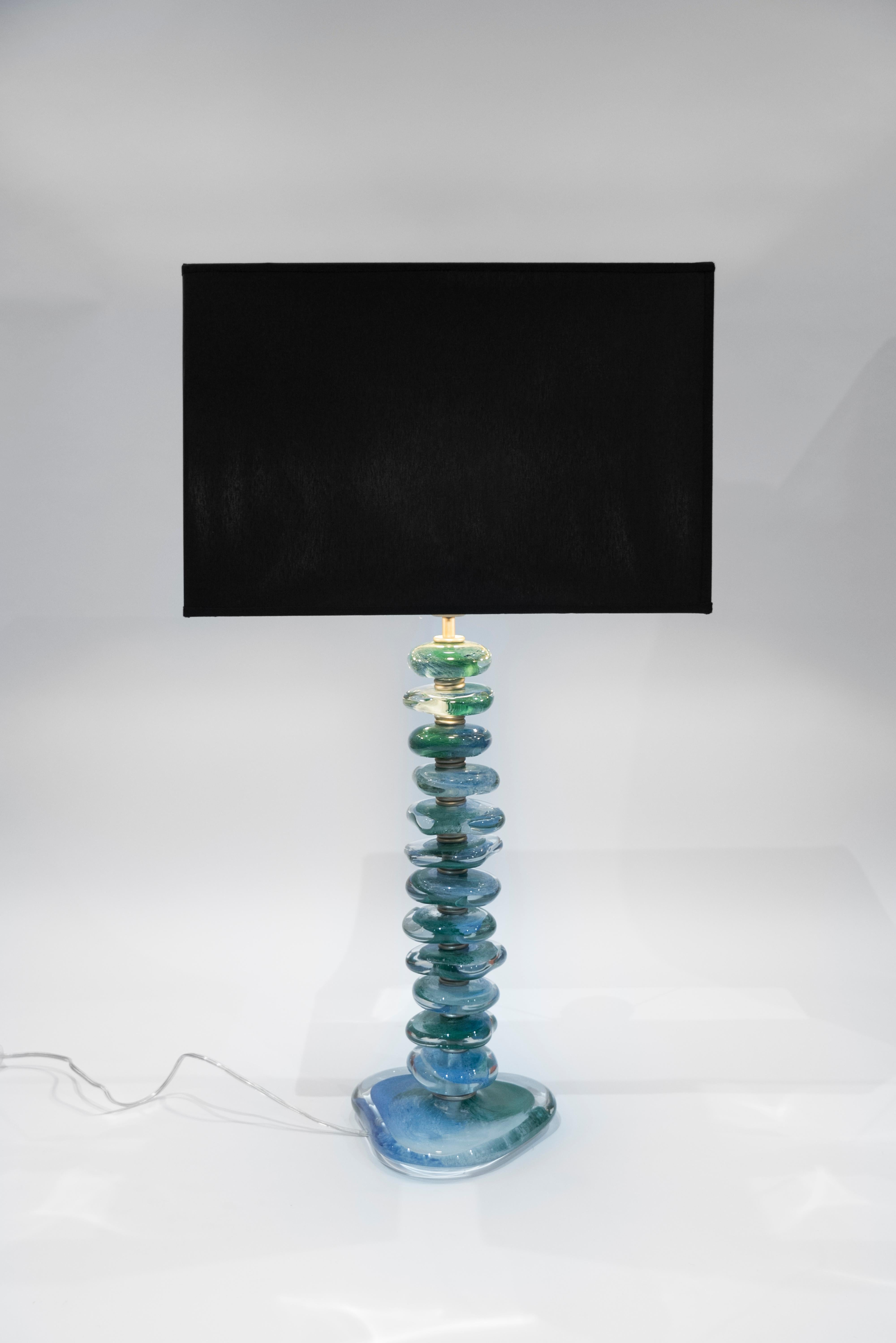 Contemporary Pair of Murano Glass Lamps Designed by Juanluca Fontana