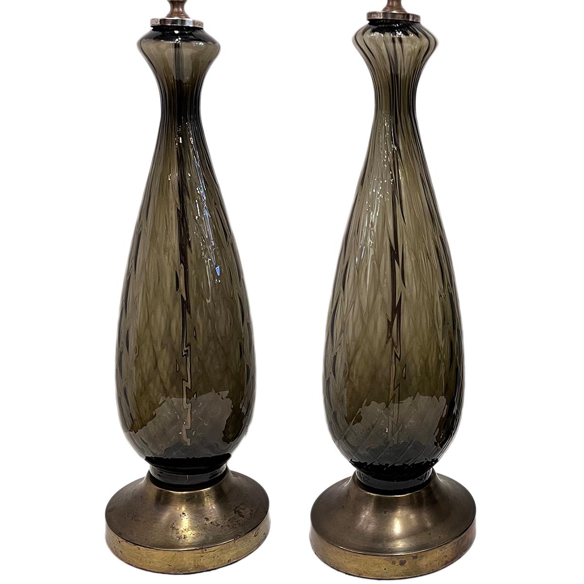 Italian Pair of Murano Glass Lamps For Sale