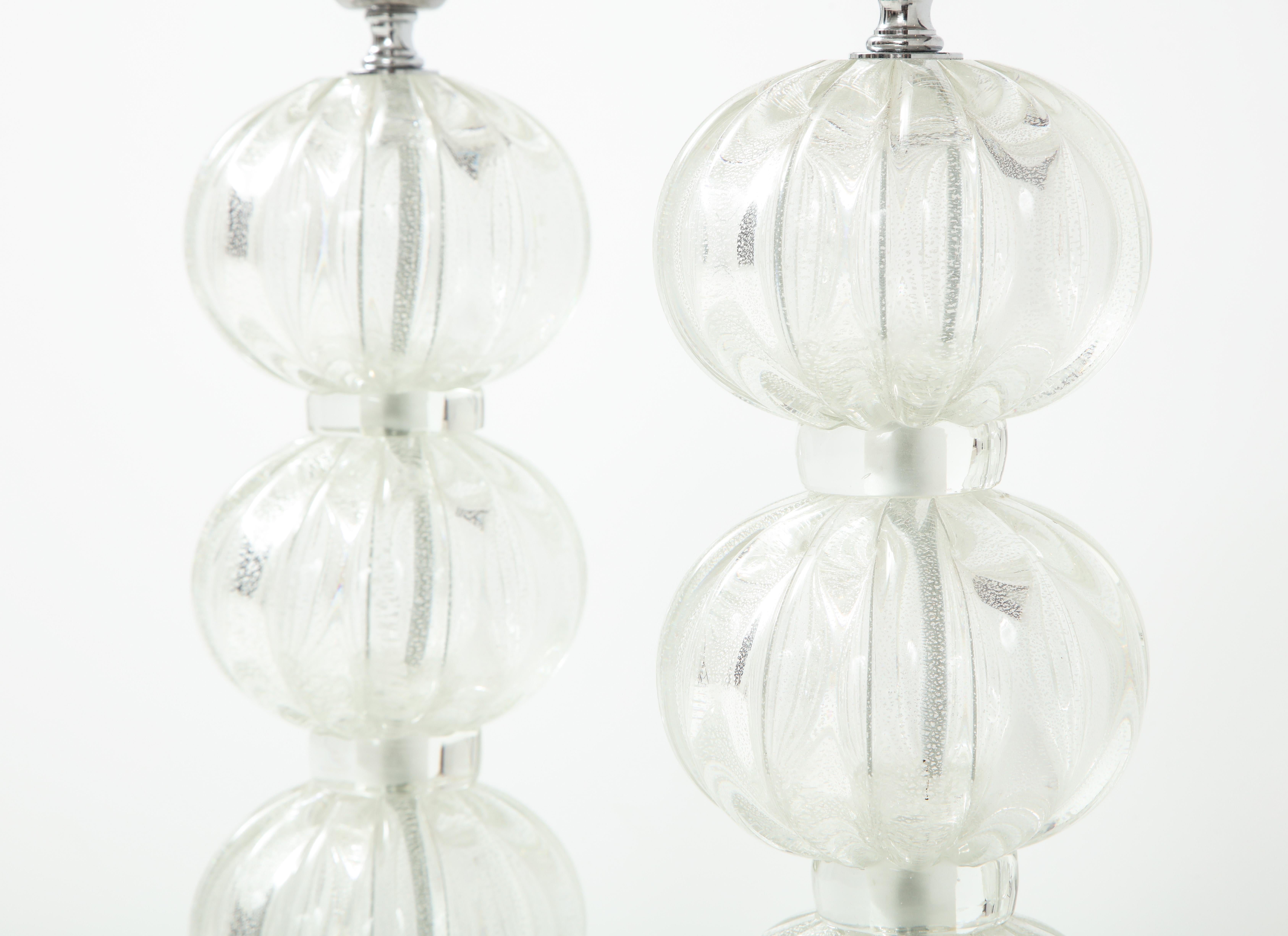 Italian Pair of Murano Glass Lamps