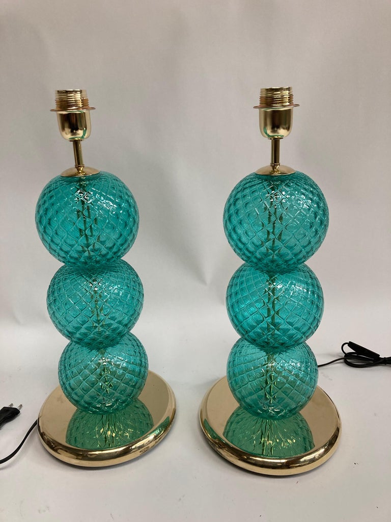 Pair of Murano Glass Lamps For Sale at 1stDibs