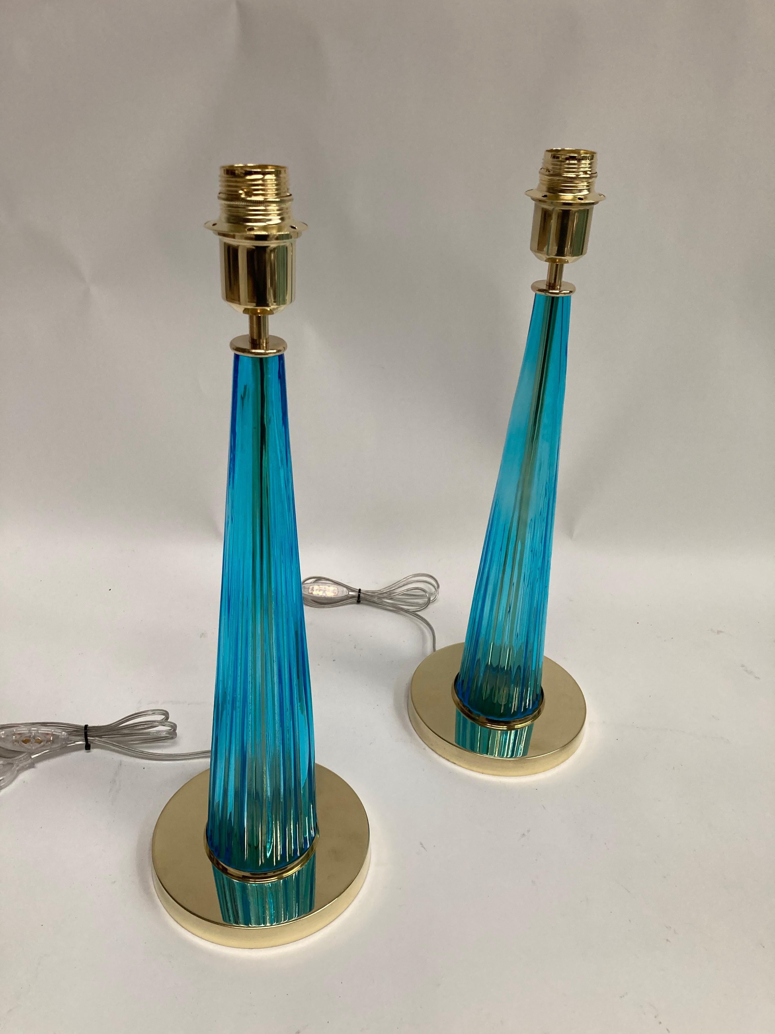 Italian Pair of Murano Glass Lamps
