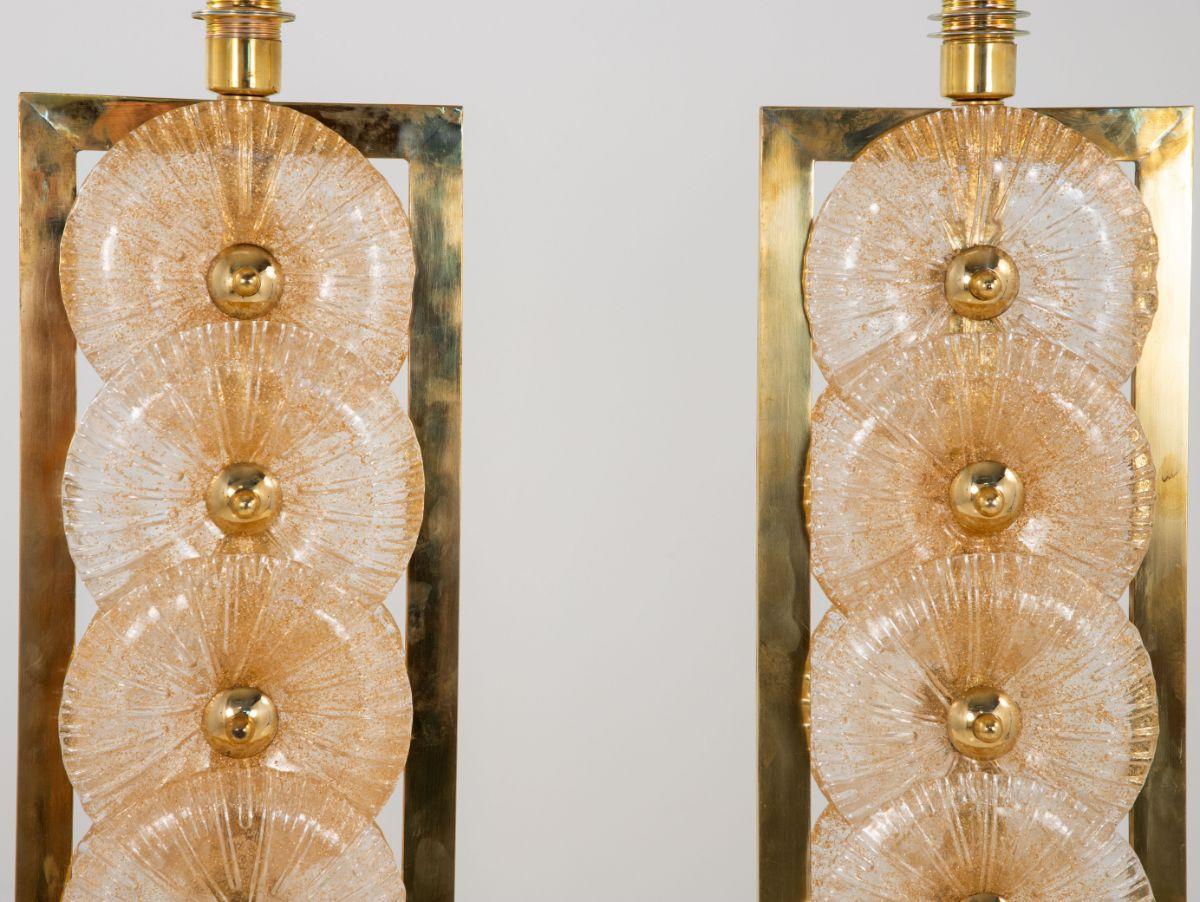 Pair of Murano Glass Lamps In Good Condition In South Salem, NY