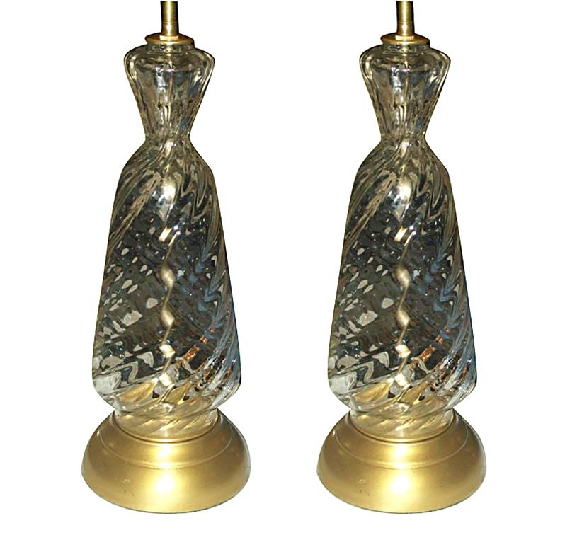 Pair of Mid-Century  Murano glass table  lamps In Good Condition In New York, NY