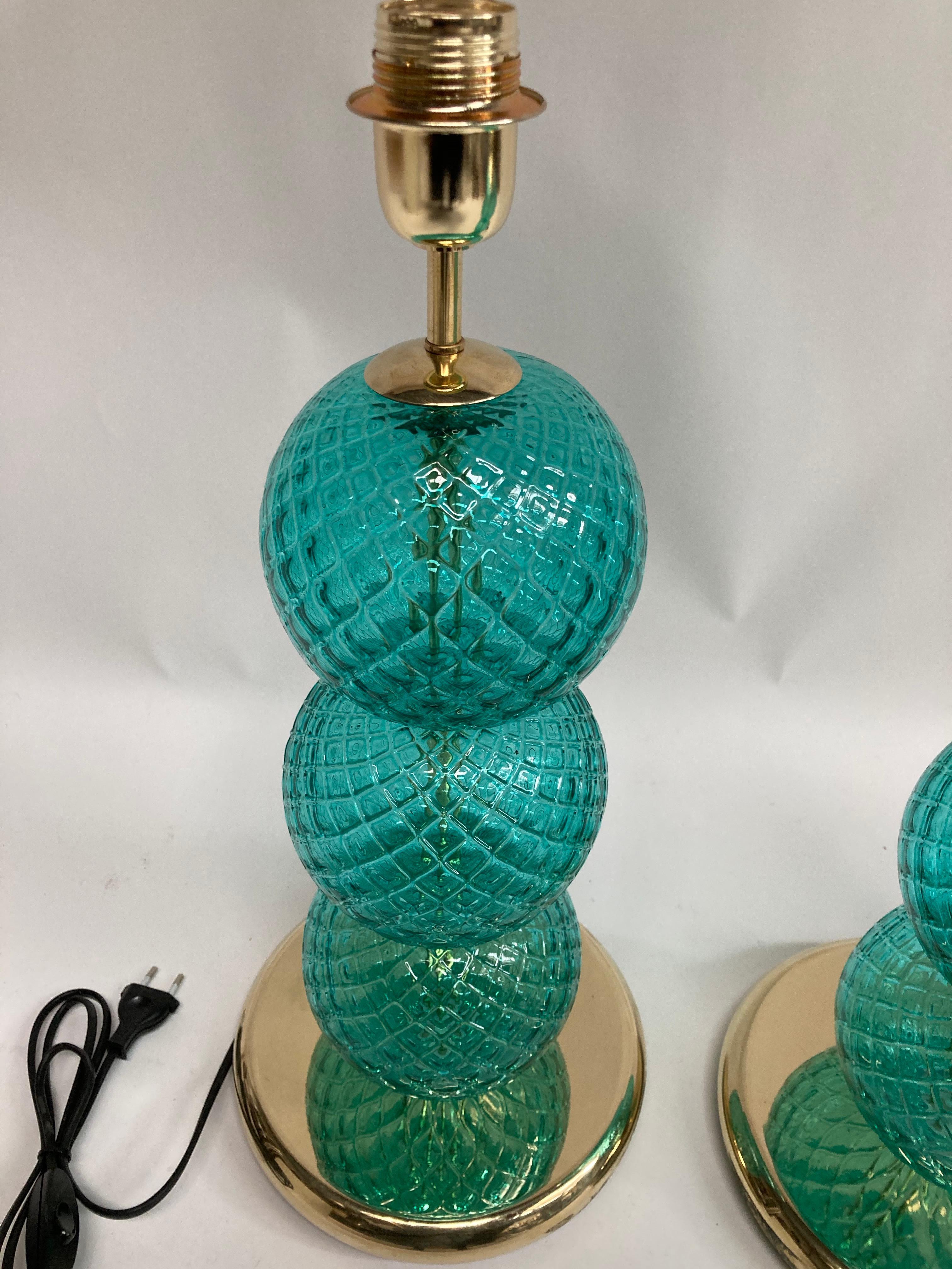 Pair of Murano Glass Lamps In Good Condition In Bois-Colombes, FR