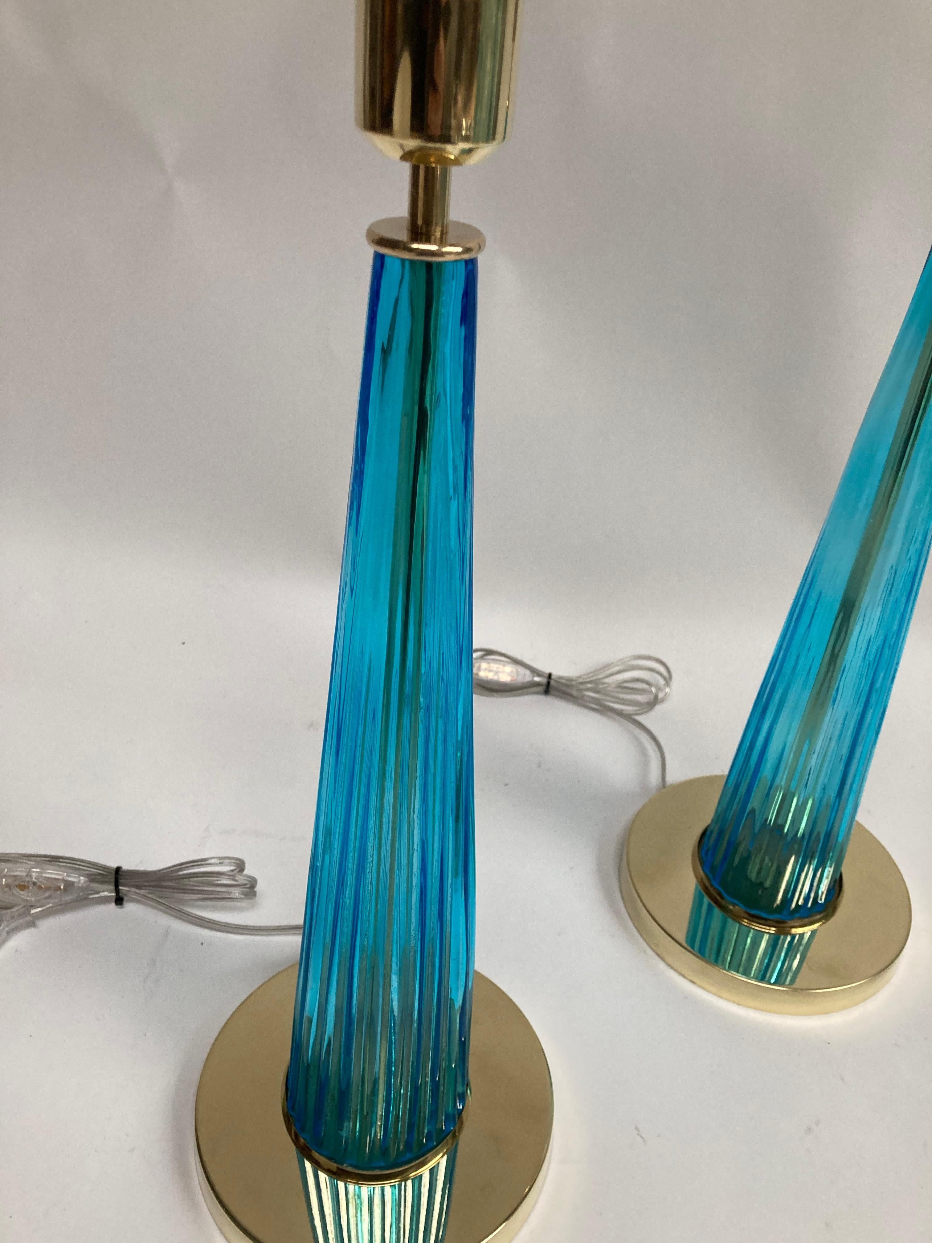 Pair of Murano Glass Lamps In Good Condition In Bois-Colombes, FR