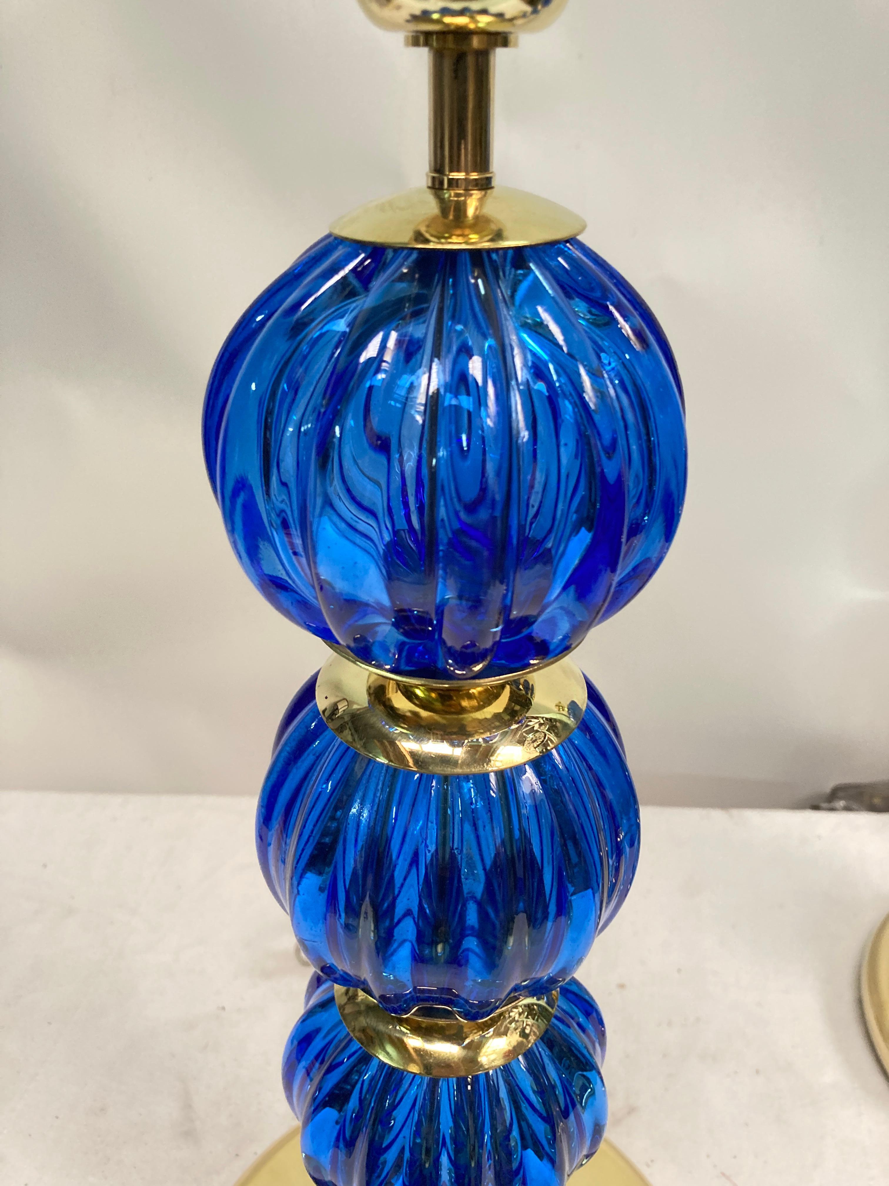 Pair of Murano glass lamps  In Good Condition In Bois-Colombes, FR