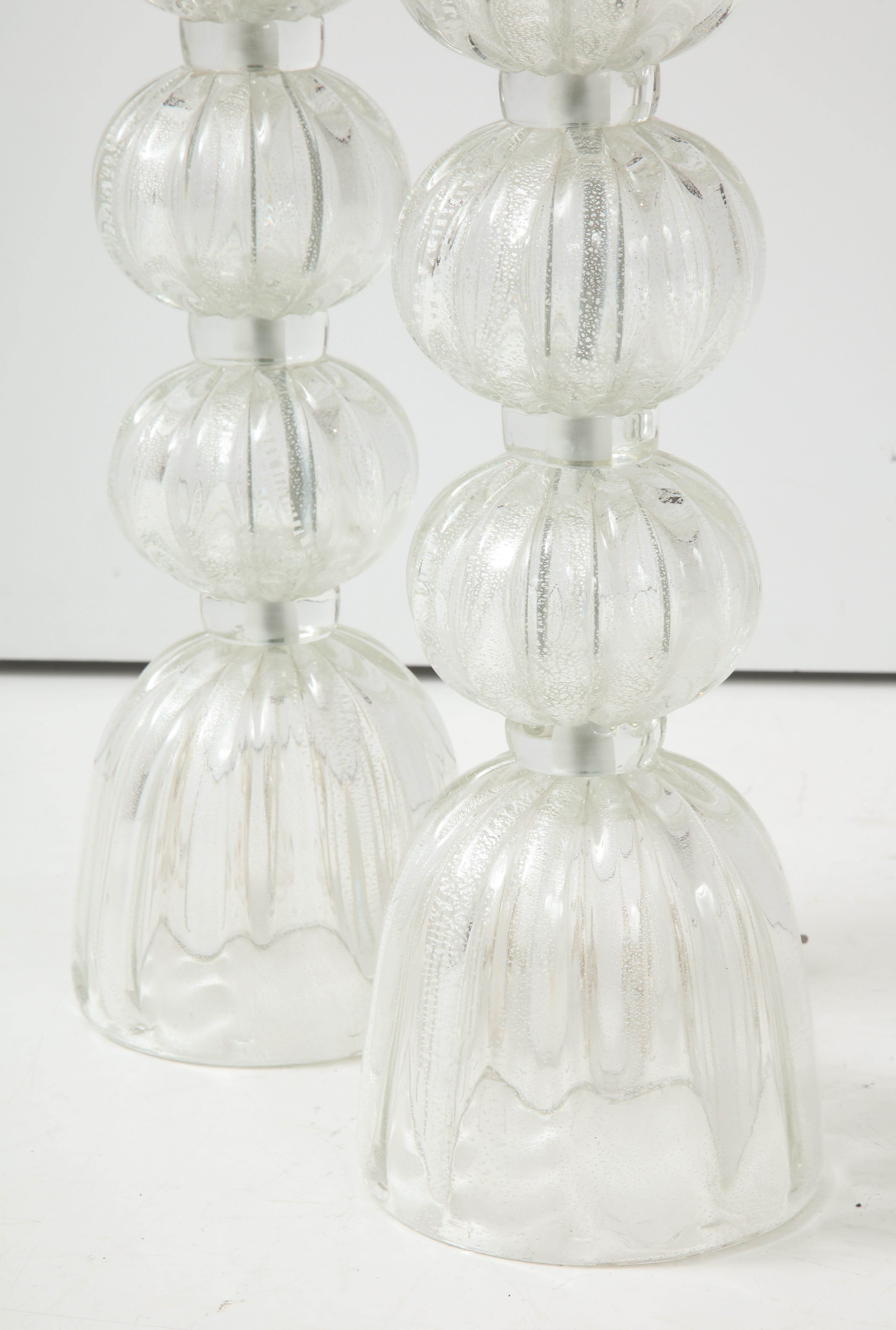 20th Century Pair of Murano Glass Lamps