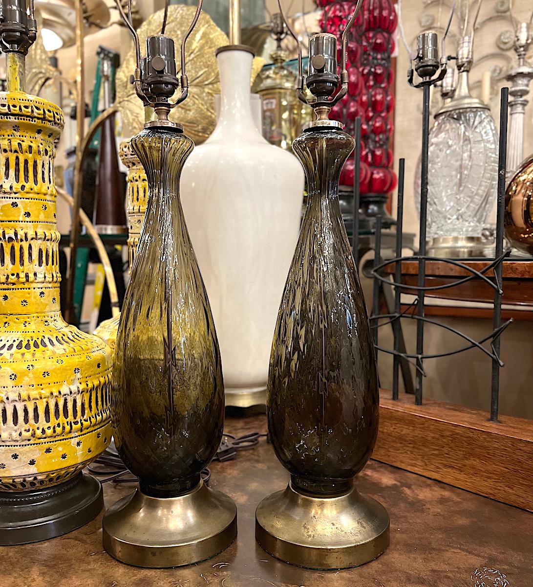 Paar Lampen aus Muranoglas (Geblasenes Glas) im Angebot