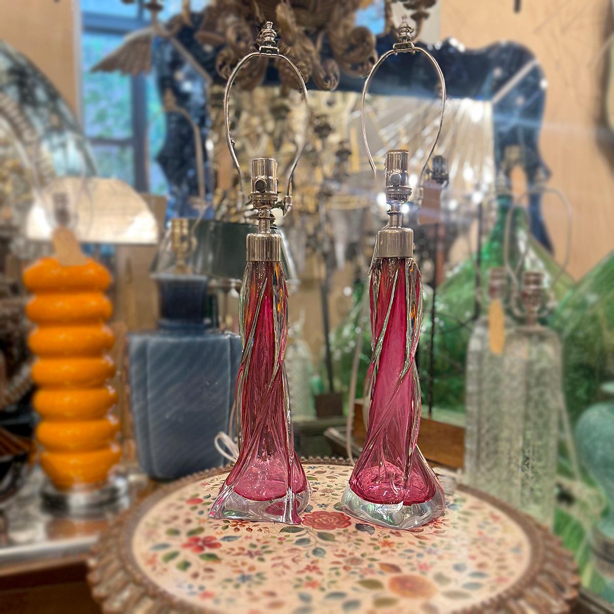 Coppia di lampade in vetro di Murano in vendita 1