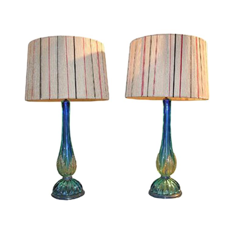 Pair of Murano glass Lamps For Sale