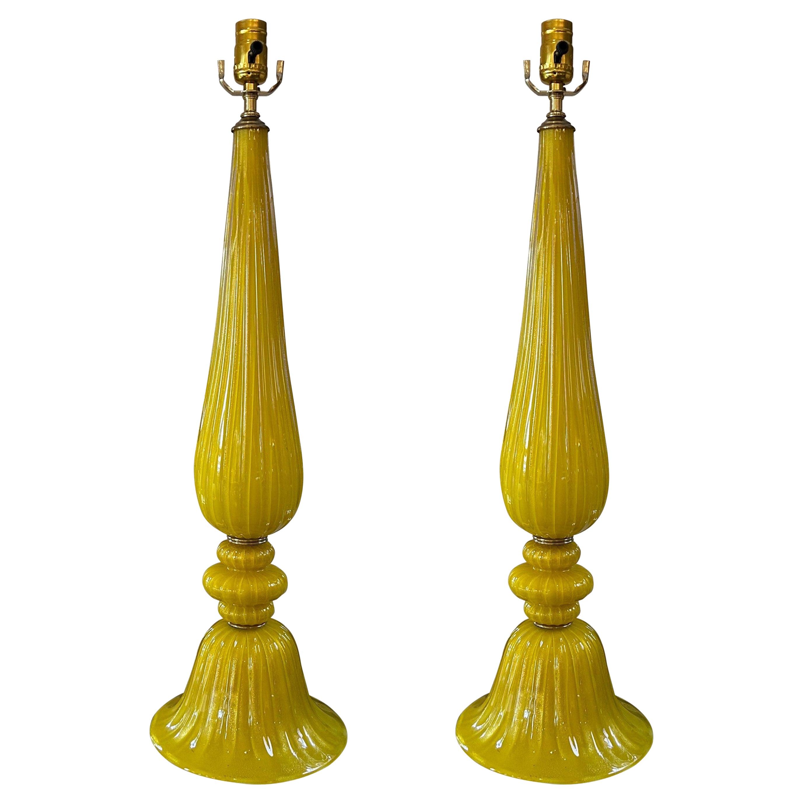 Pair Of  Murano Glass Lamps