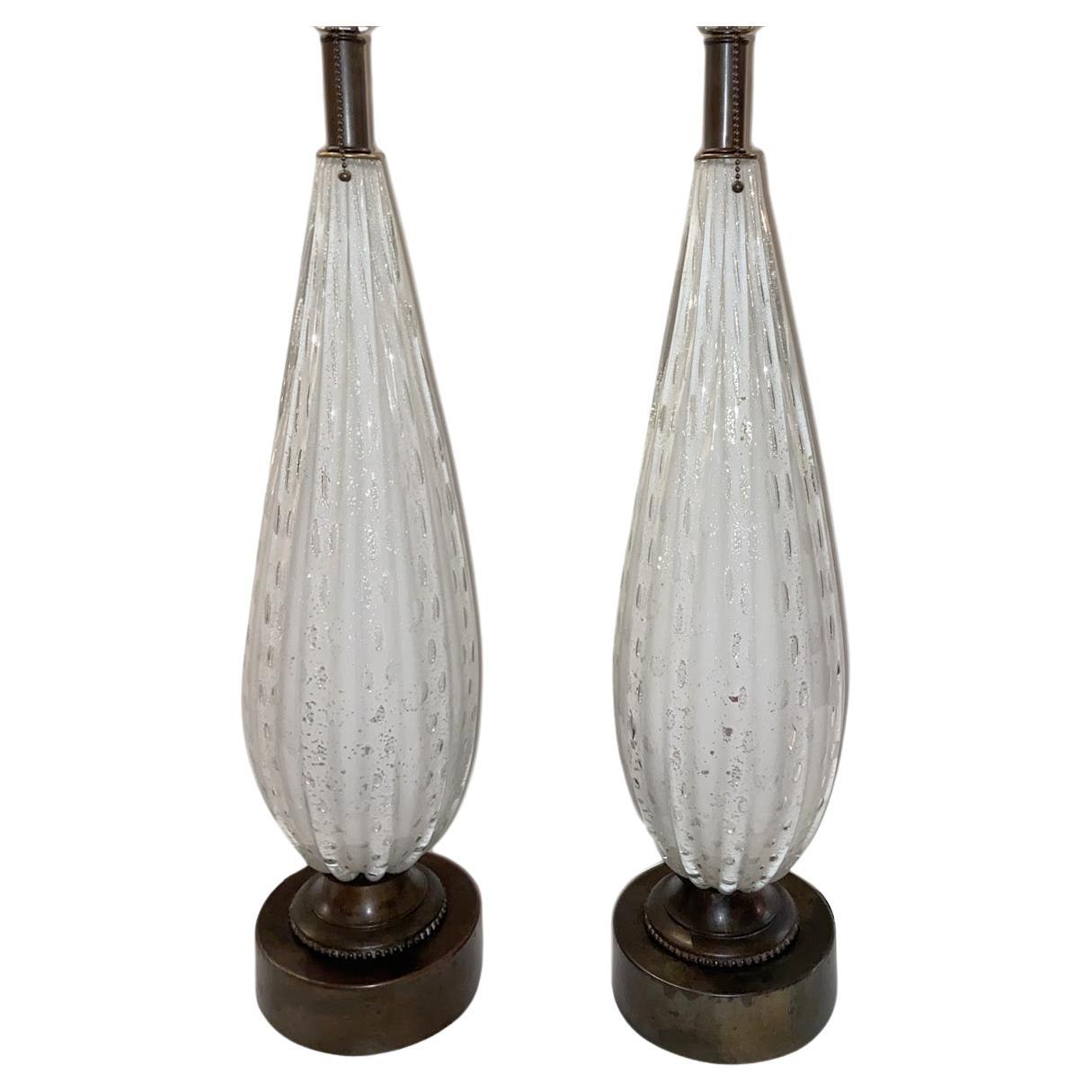 Pair of Murano Glass Lamps For Sale