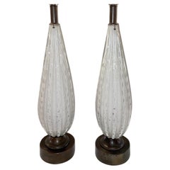 Vintage Pair of Murano Glass Lamps