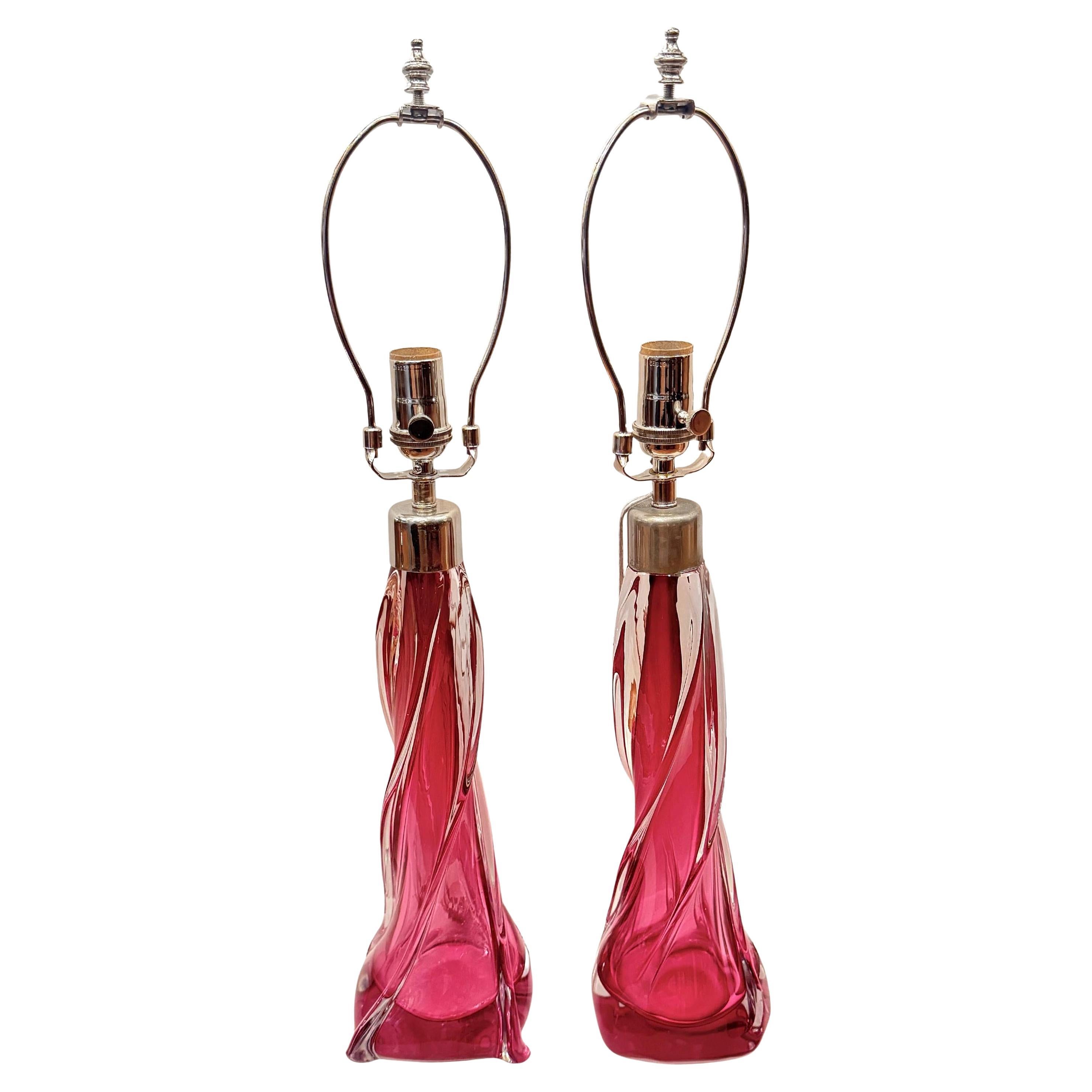 Paire de lampes en verre de Murano