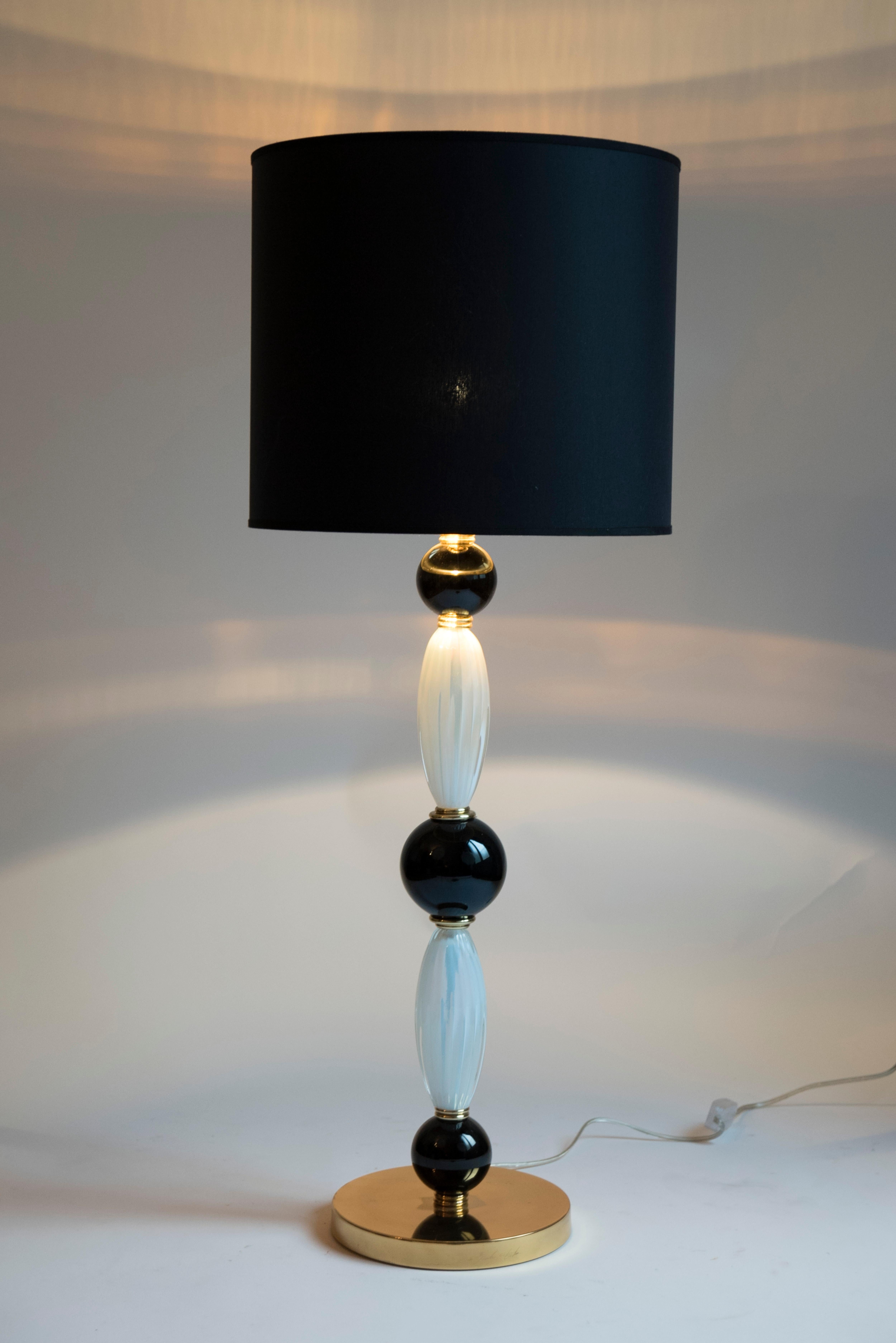 Late 20th Century Pair of Murano Glass Lamps in the Style of Cenedese