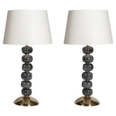 Pair of Murano Glass Lamps in the Style of Cenedese