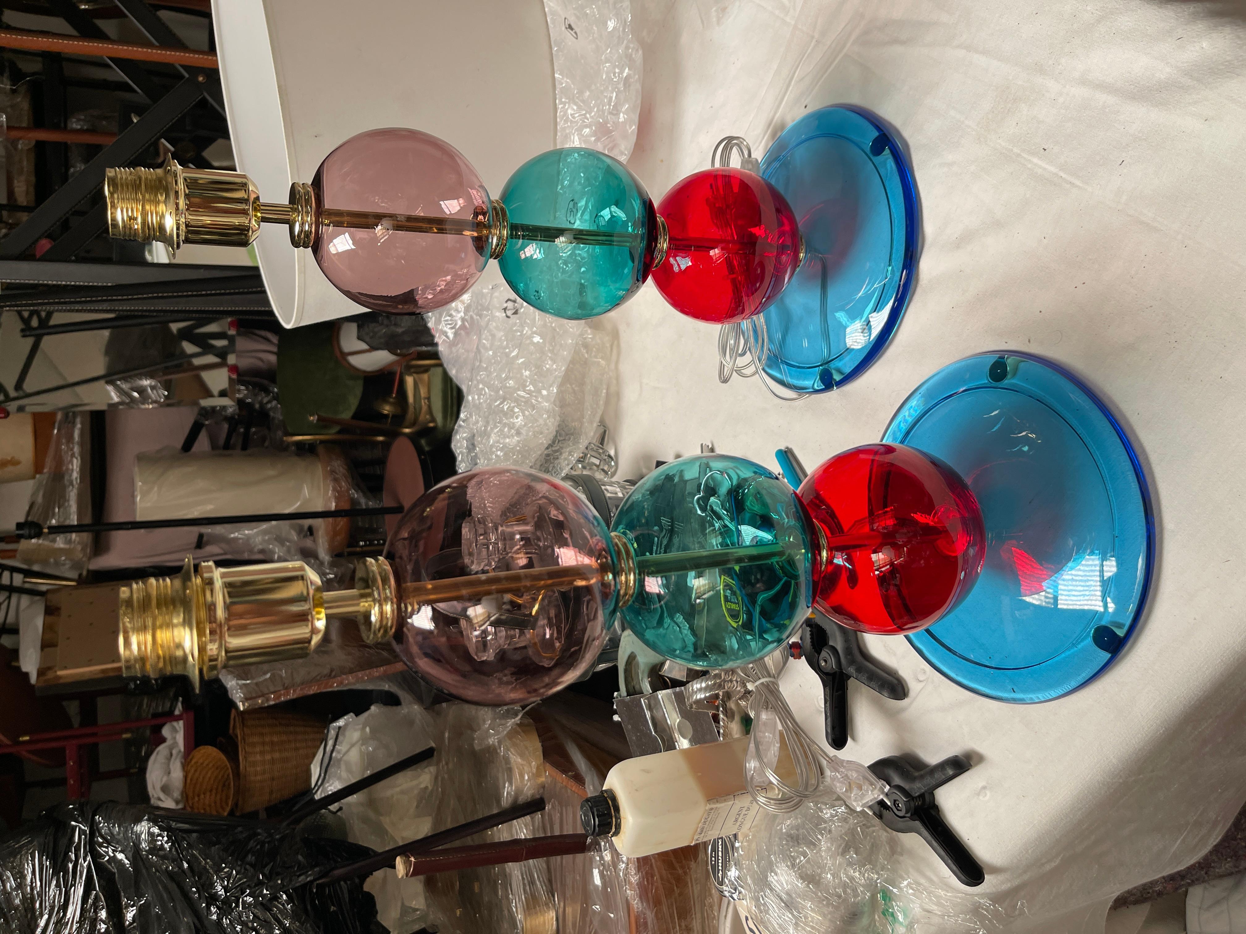 Pareja de lámparas de cristal de Murano al estilo de Gio Ponti finales del siglo XX en venta