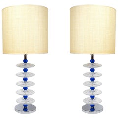 Pair of Murano glass lamps in the style of Seguso