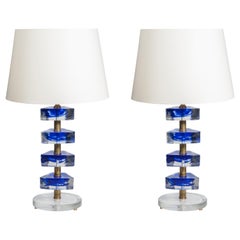 Paire de lampes en verre de Murano dans le style de Veronese