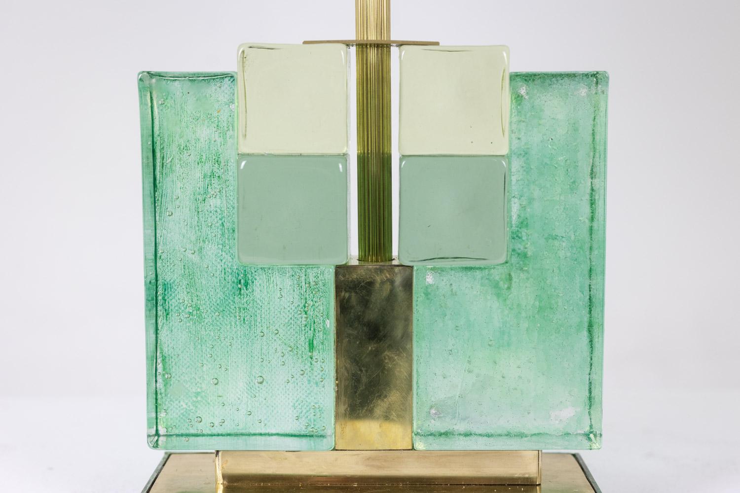 italien Paire de lampes en verre de Murano, vert irisé. 20e-21e siècle. en vente