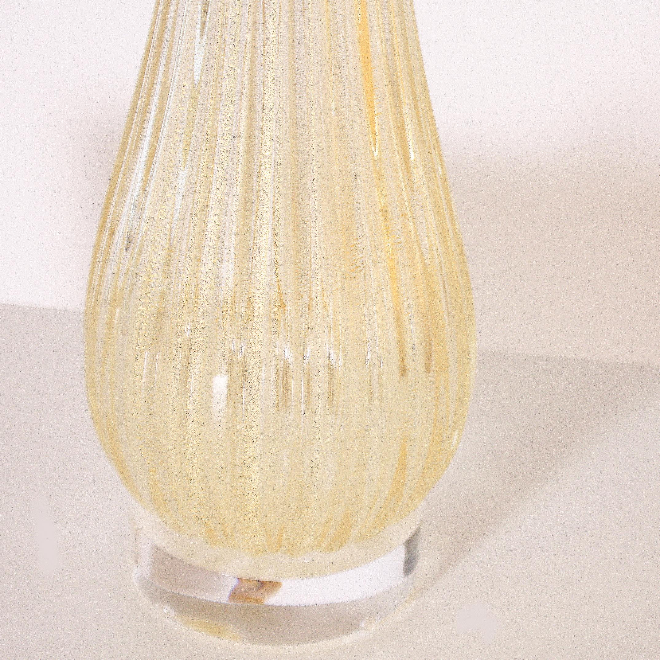 Pair of Murano glass lamps with gold flecks, circa 1970
$3900