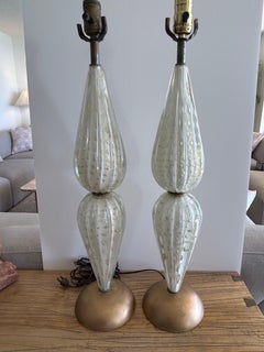 Pair of Murano glass lamps . wonderful champagne color circa 1960