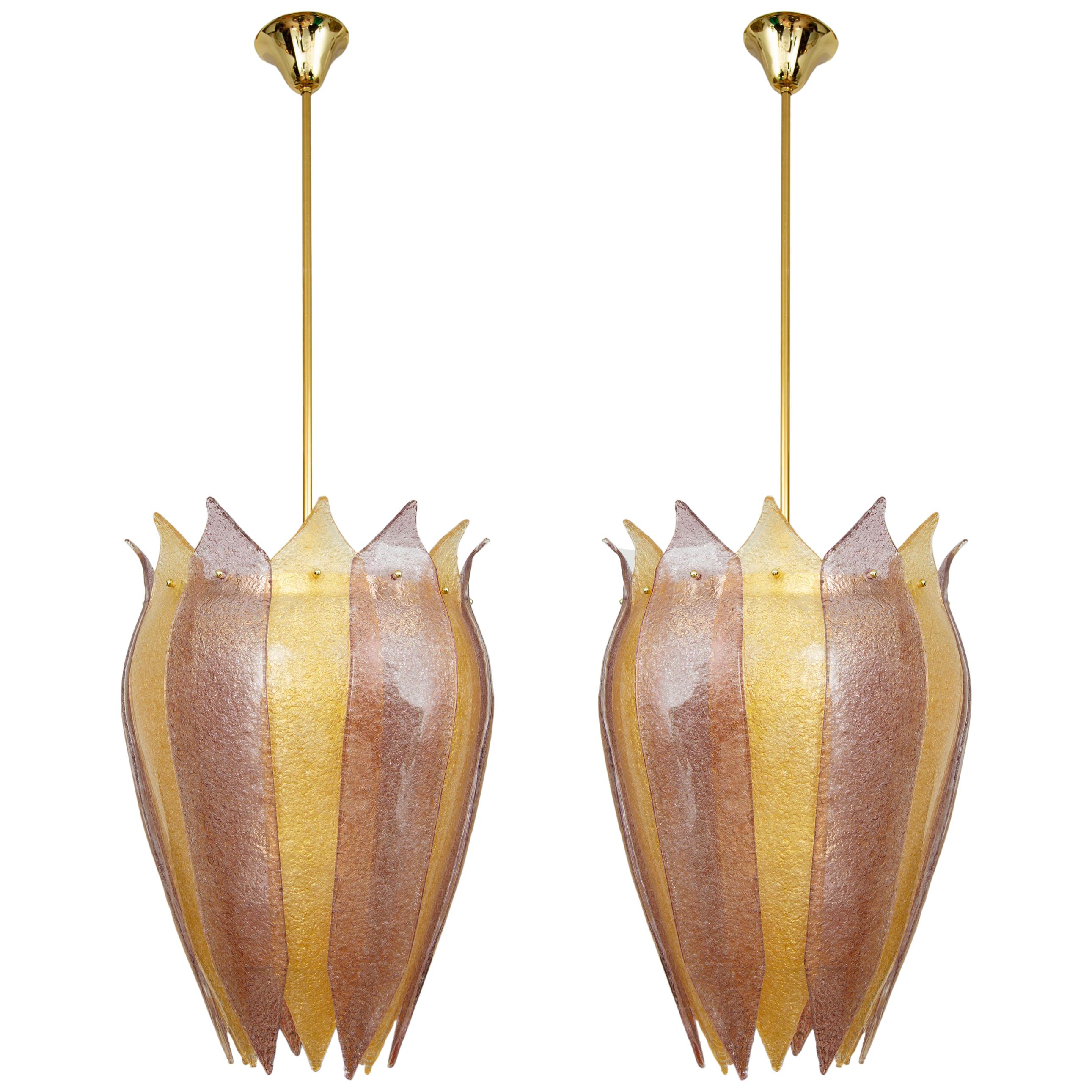 Pair of Murano Glass Lantern or Cesendello, in Stock